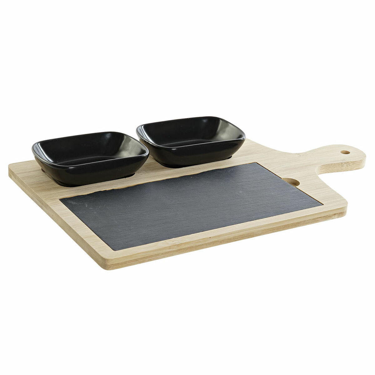 imagem de Conjunto para Aperitivos DKD Home Decor Preto Natural Bambu Plástico Grés Ardósia 33 x 19,7 x 3,5 cm (4 pcs)4