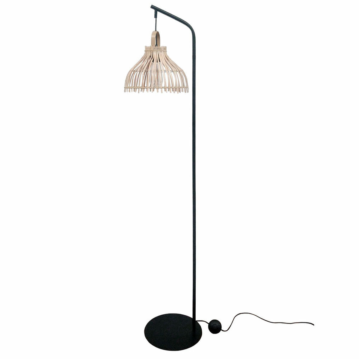 imagem de Luminária de chão DKD Home Decor Preto Metal Castanho Rotim (40 x 40 x 160 cm)1