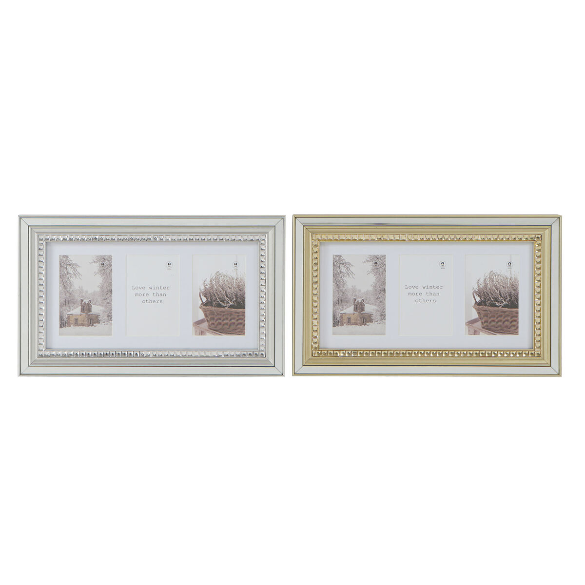 imagem de Moldura de Fotos DKD Home Decor Luxury Cristal poliestireno Dourado Prateado Tradicional 46,5 x 2 x 28,5 cm (2 Unidades)1