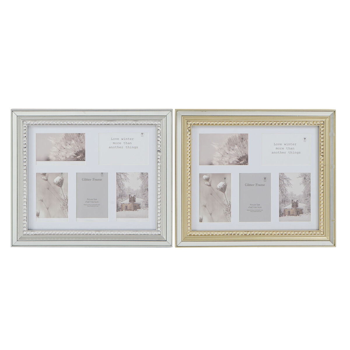 DKD Home Decor - Moldura de Fotos DKD Home Decor Luxury 46,5 x 2 x 40 cm Cristal Prateado Dourado poliestireno Tradicional (2 Unidades)