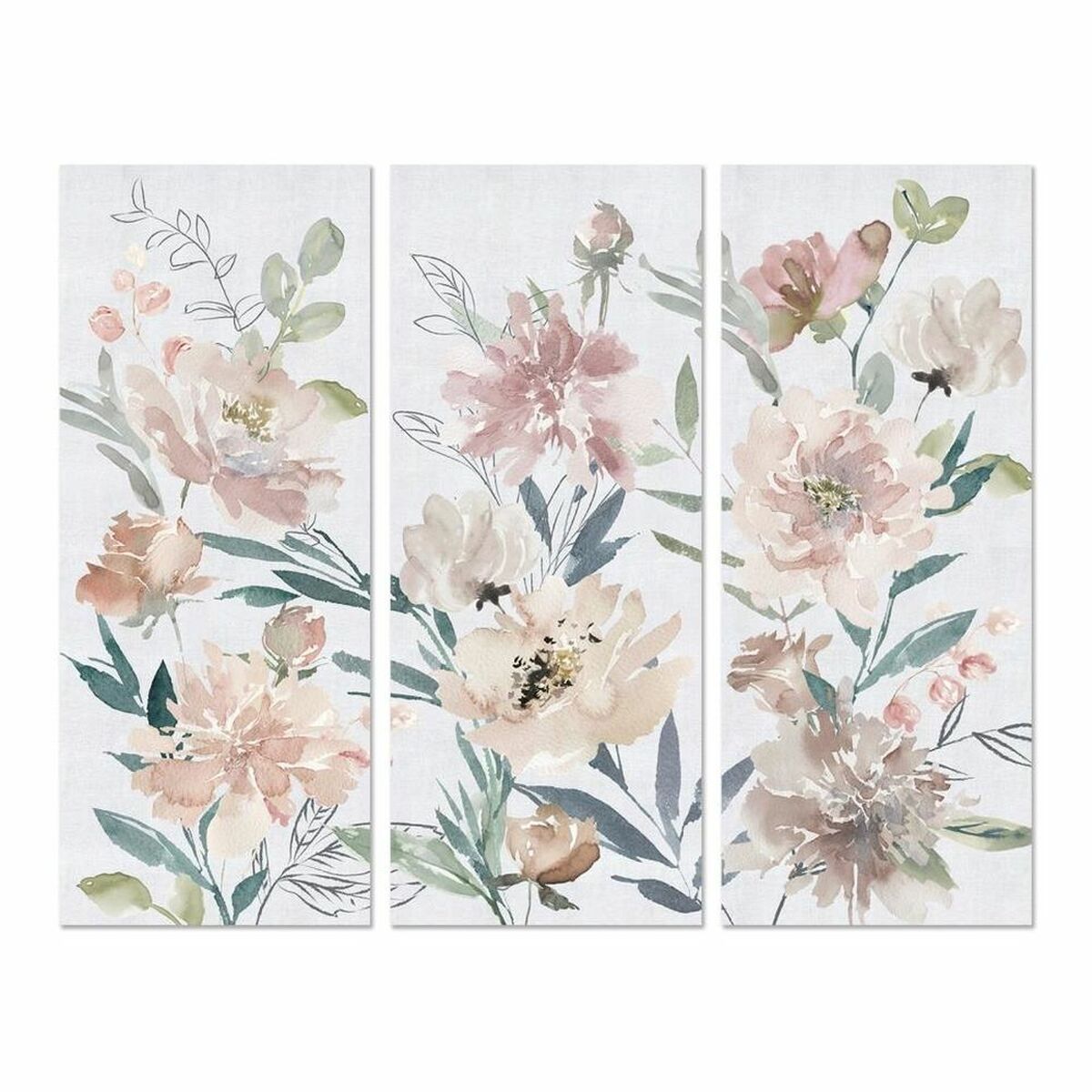 imagem de Pintura DKD Home Decor Bloemen 55 x 3 x 135 cm Shabby Chic (3 Peças)3