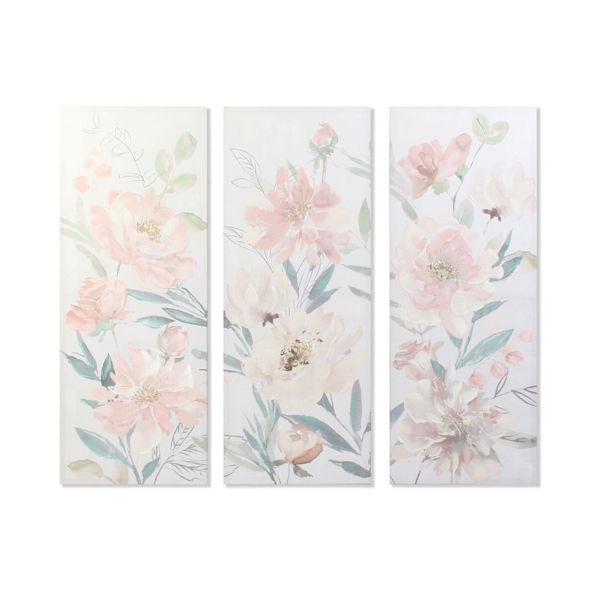 DKD Home Decor - Pintura DKD Home Decor Bloemen 55 x 3 x 135 cm Shabby Chic (3 Peças)