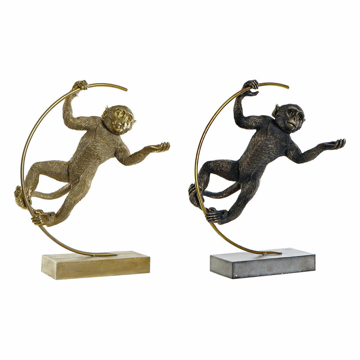 DKD Home Decor - Figura Decorativa DKD Home Decor 33 x 25 x 48 cm Preto Dourado Macaco Moderno (2 Unidades)