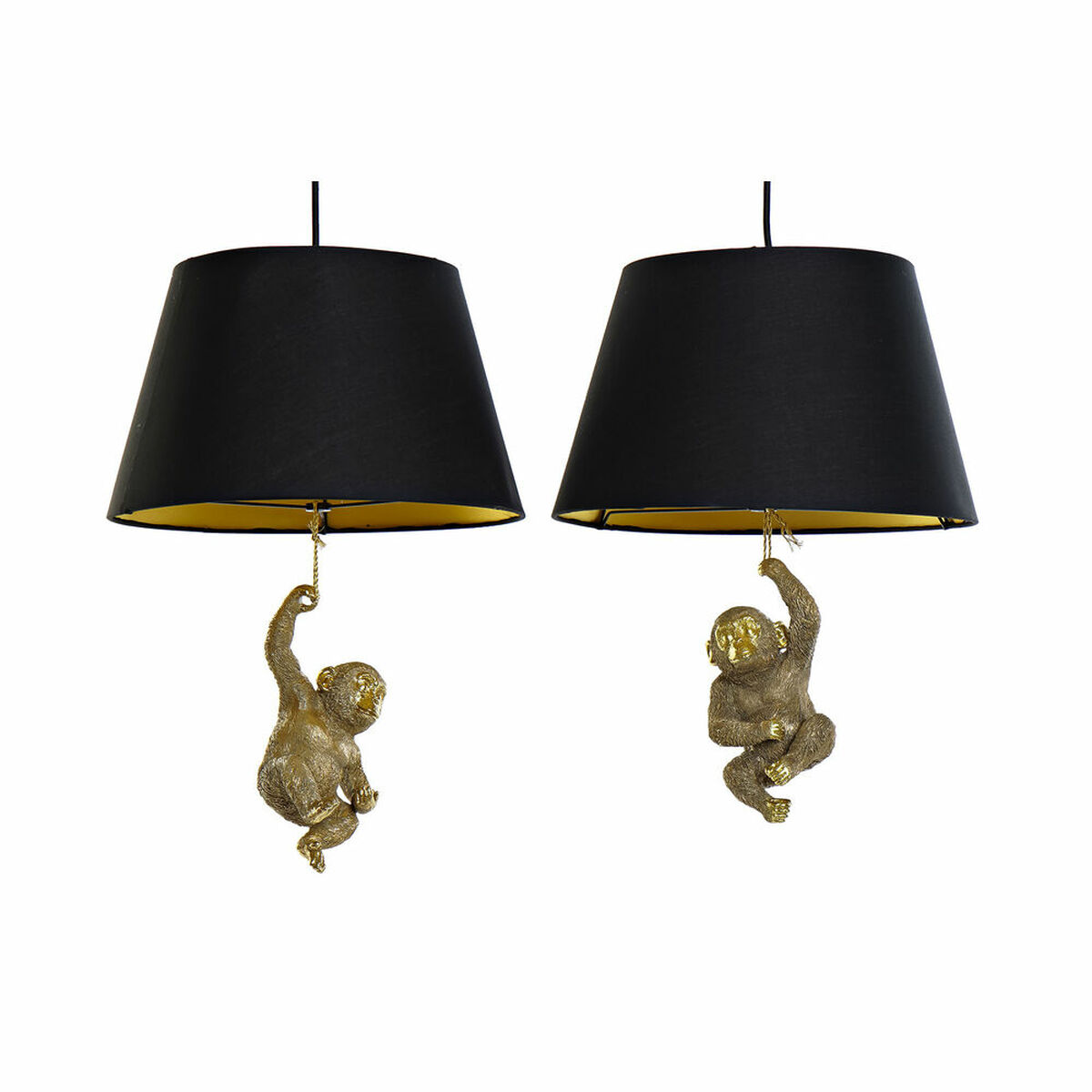 DKD Home Decor - Candeeiro de teto DKD Home Decor 35,5 x 35,5 x 51 cm Dourado Resina Colonial 220 V 50 W Macaco (2 Unidades)