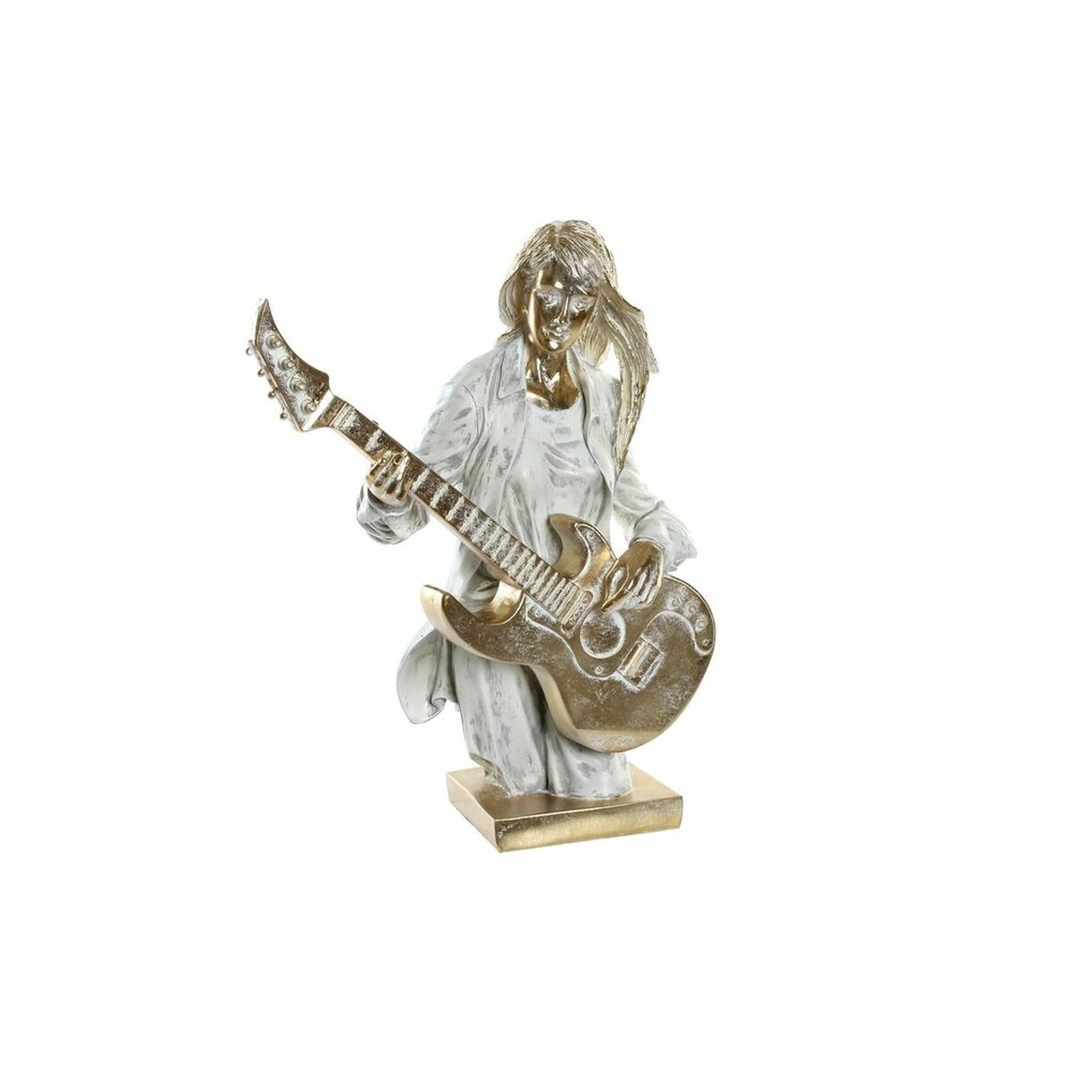 DKD Home Decor - Figura Decorativa DKD Home Decor 37 x 25 x 50 cm Dourado Branco Músico