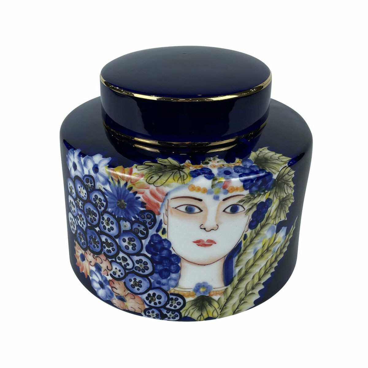 DKD Home Decor - Vaso DKD Home Decor Face Porcelana Azul Multicolor 17 x 17 x 16 cm