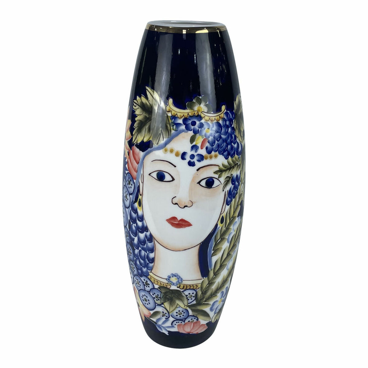 DKD Home Decor - Vaso DKD Home Decor 14 x 14 x 39 cm Face Porcelana Azul Multicolor