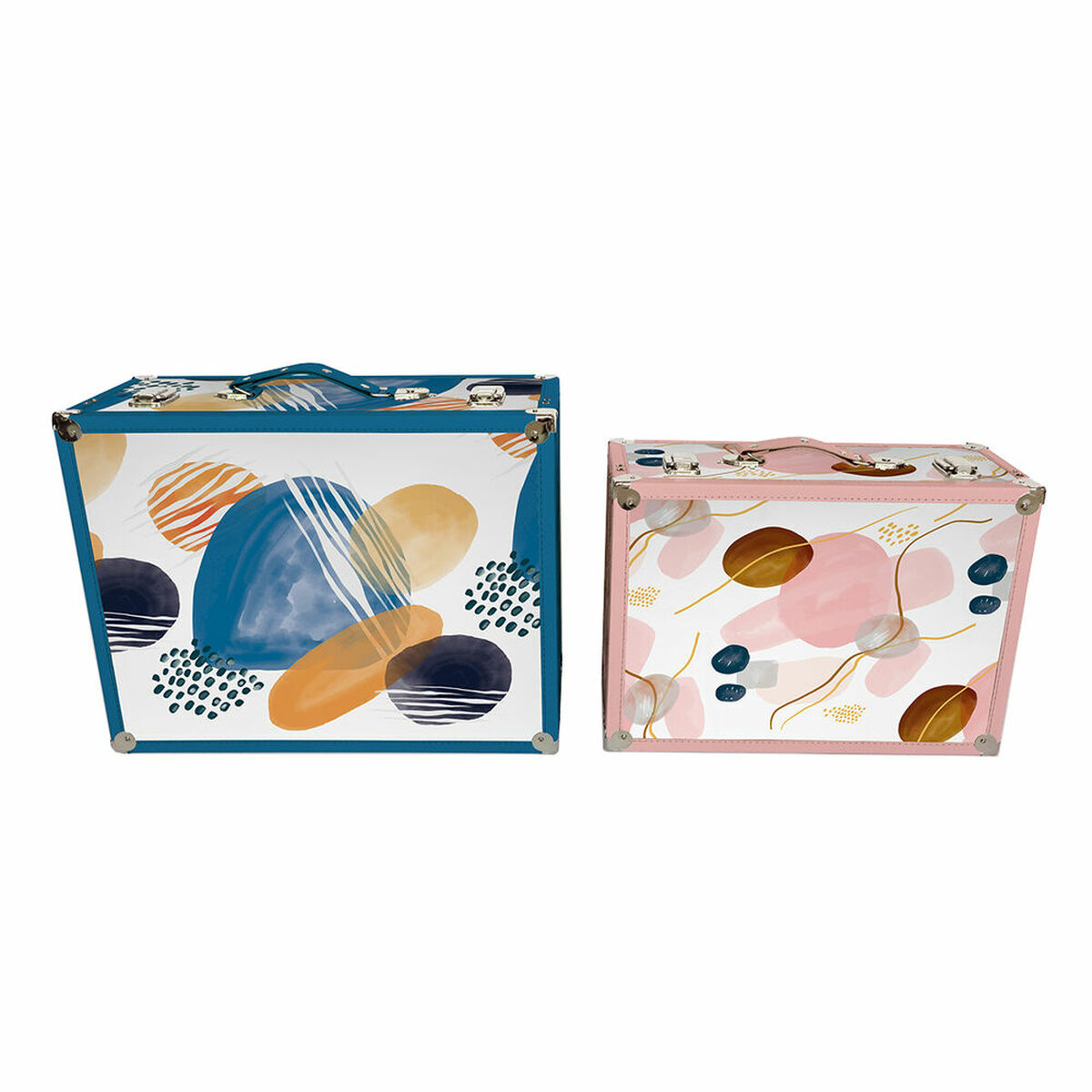 DKD Home Decor - Jogo de Caixas Decorativas DKD Home Decor Abstrato Madeira Poliéster (43 x 19 x 34 cm) (2 pcs)