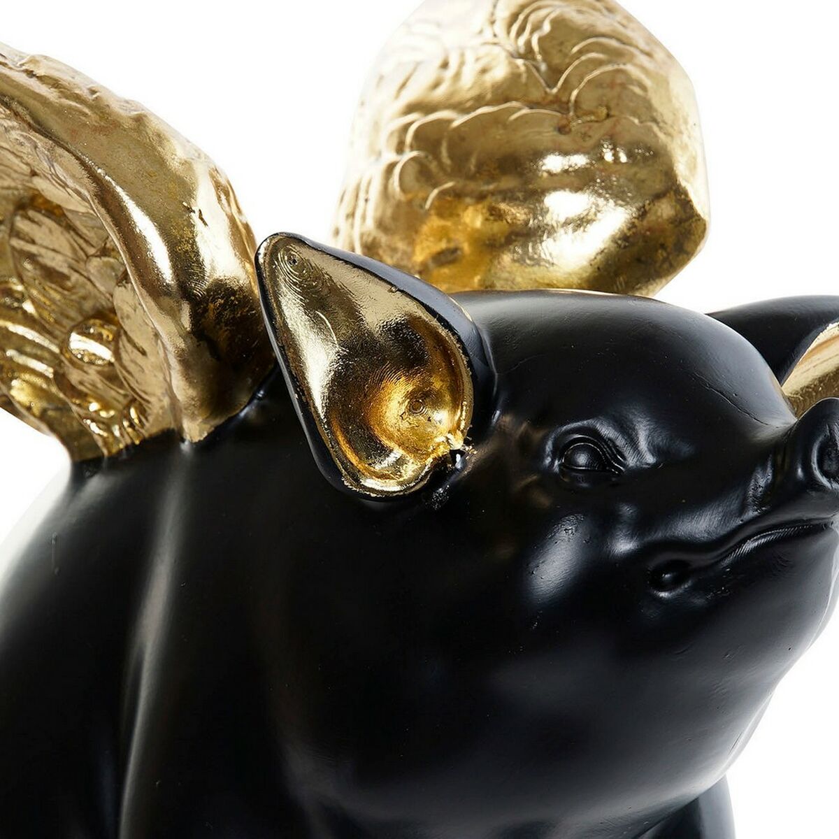 imagem de Figura Decorativa DKD Home Decor 26 x 17 x 22,5 cm Prateado Preto Dourado Porco (3 Unidades)2