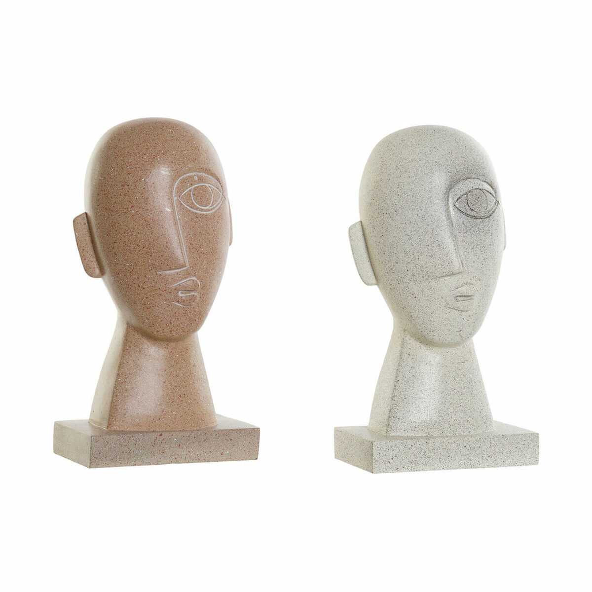 DKD Home Decor - Figura Decorativa DKD Home Decor Bege Terracota Face 14,5 x 10,5 x 27,5 cm (2 Unidades)