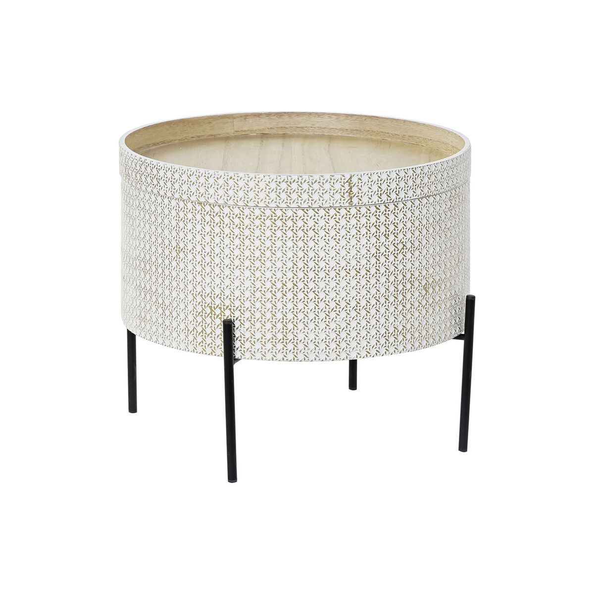 DKD Home Decor - Mesa de apoio DKD Home Decor Branco Castanho Dourado Metal Madeira MDF 45 x 45 x 39 cm