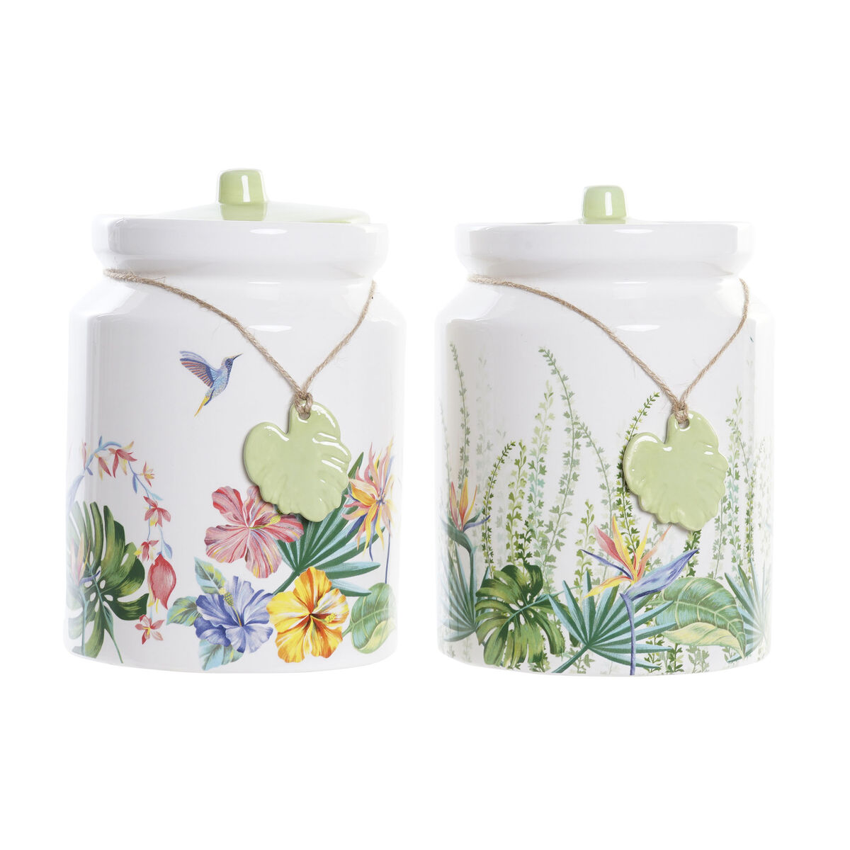 DKD Home Decor - Bote DKD Home Decor Jardim Multicolor Tropical 1 L 12 x 12 x 16 cm (2 Unidades)