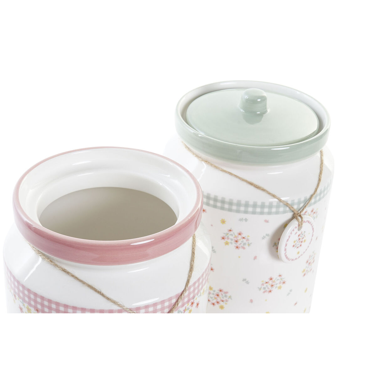 imagem de Bote DKD Home Decor Verde Cor de Rosa Vichy 15,5 x 15,5 x 21 cm (2 Unidades)2