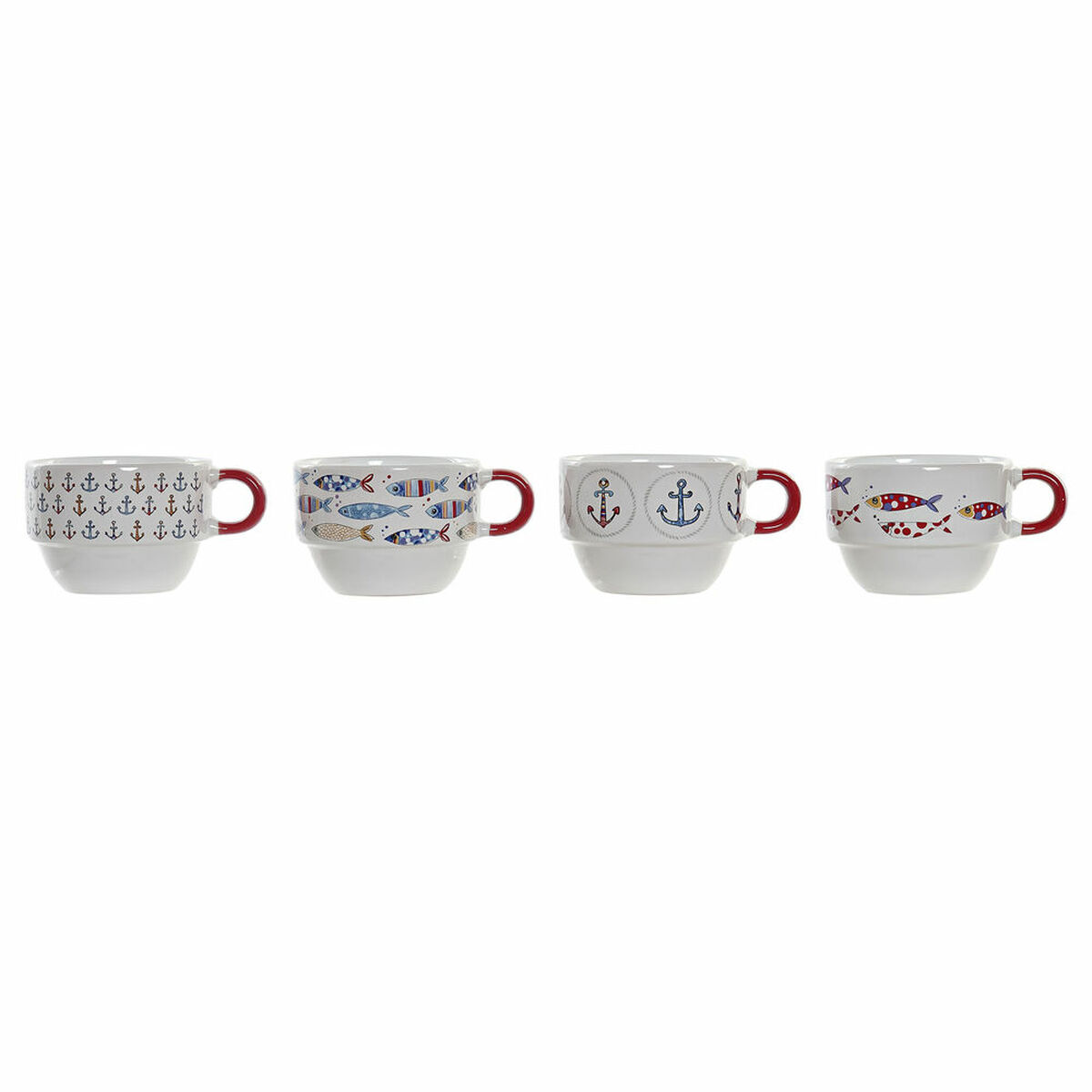 imagem de Conjunto de Chávenas de Café DKD Home Decor Vermelho Multicolor Metal Grés 4 Peças 190 ml2