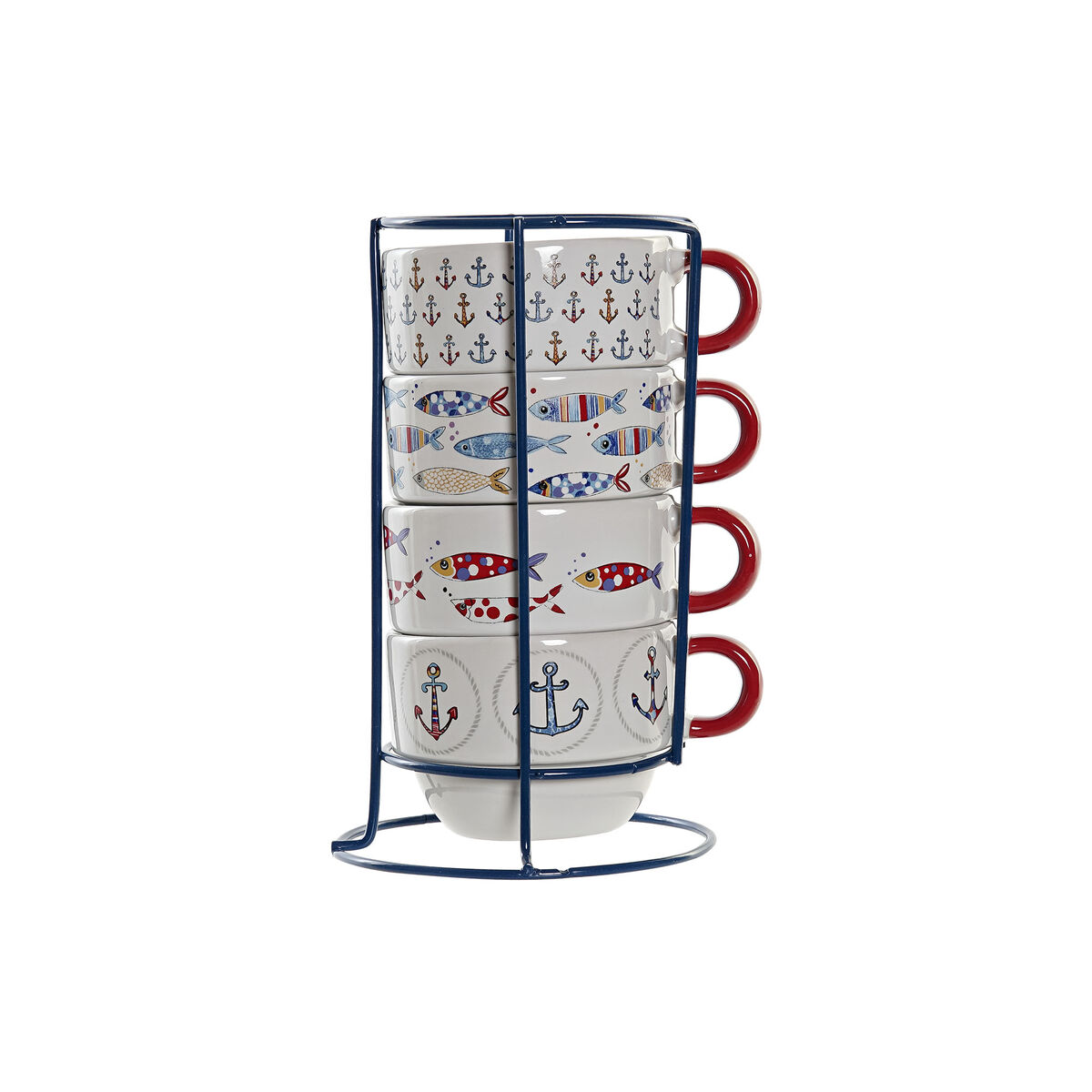 imagem de Conjunto de Chávenas de Café DKD Home Decor Vermelho Multicolor Metal Grés 4 Peças 190 ml5