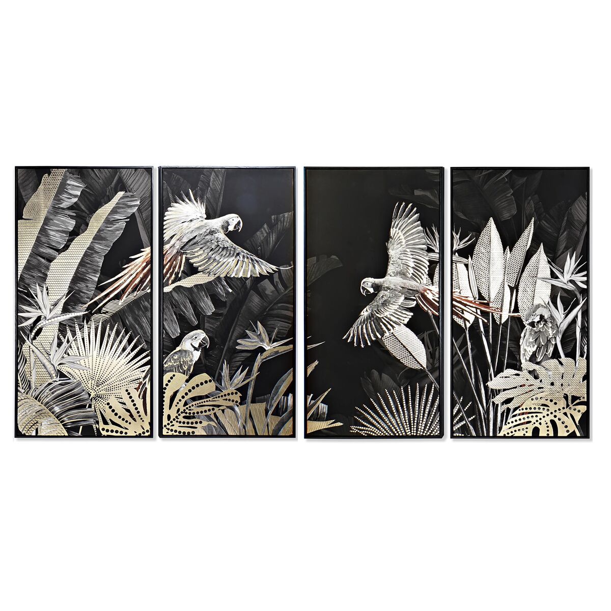 DKD Home Decor - Conjunto de 4 quadros DKD Home Decor Tropical 280 x 4 x 140 cm