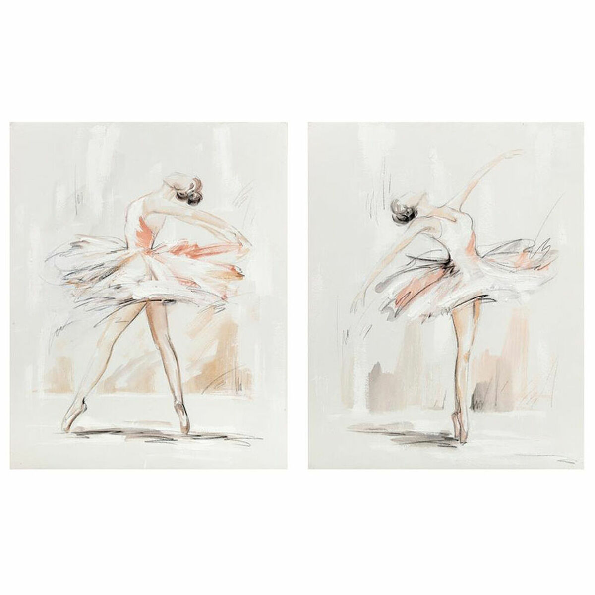 DKD Home Decor - Pintura DKD Home Decor 80 x 3,7 x 100 cm Bailarina Ballet Romântico (2 Unidades)