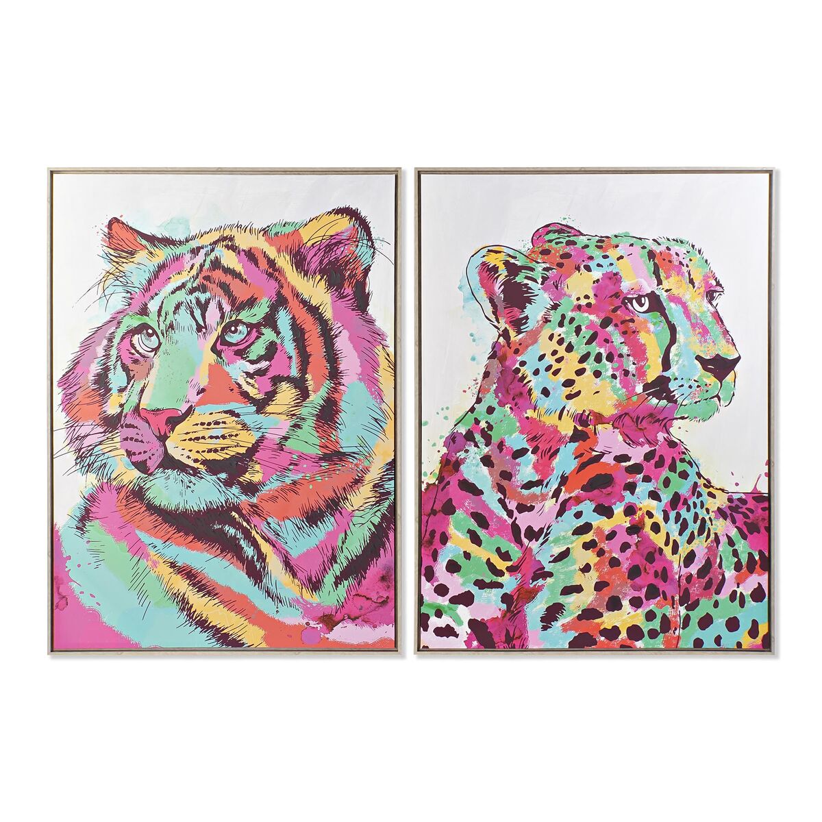 DKD Home Decor - Pintura DKD Home Decor 104 x 4,5 x 143,5 cm Tigre Moderno (2 Unidades)