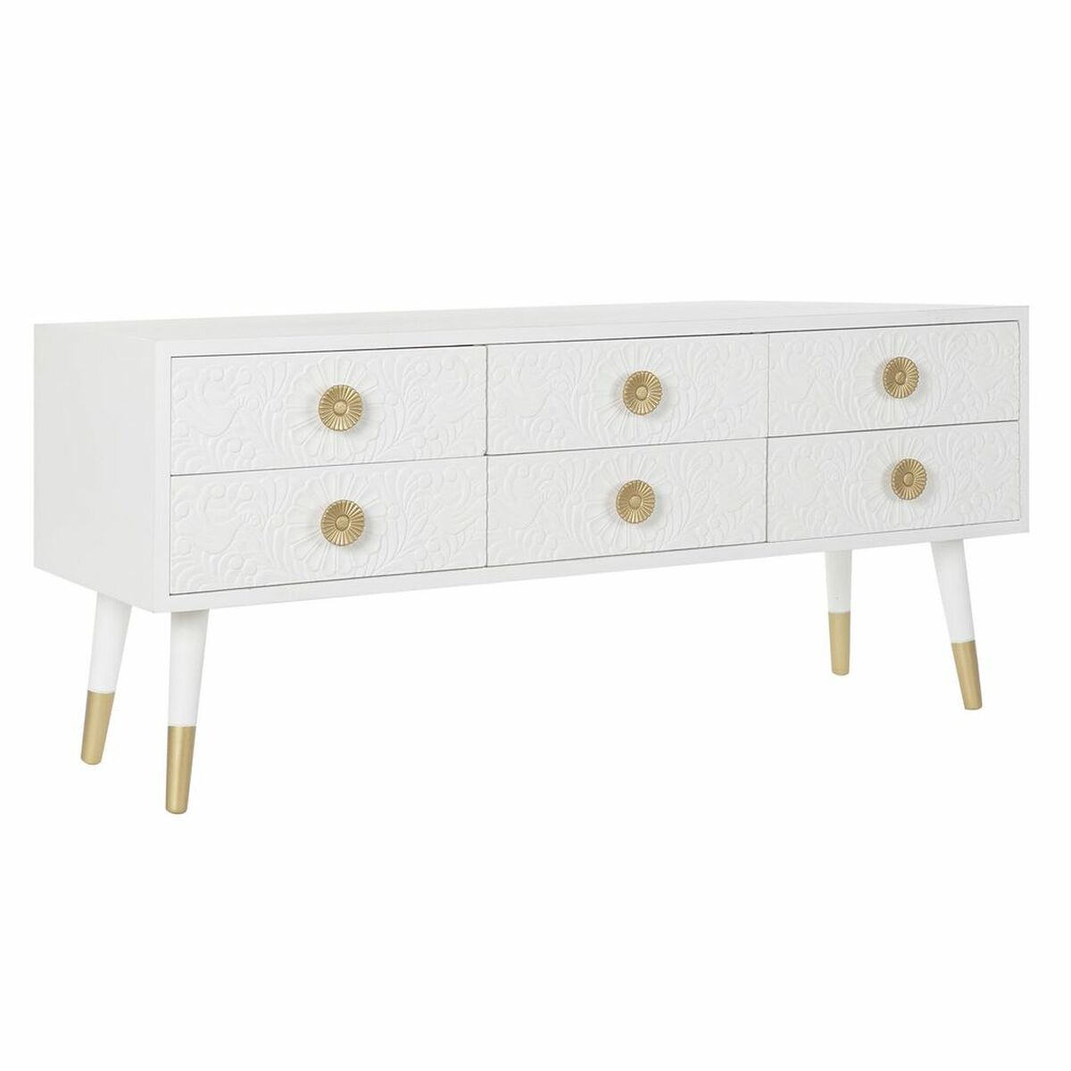 DKD Home Decor - Móvel de TV DKD Home Decor Branco Dourado Abeto Madeira MDF 120 x 42 x 54 cm