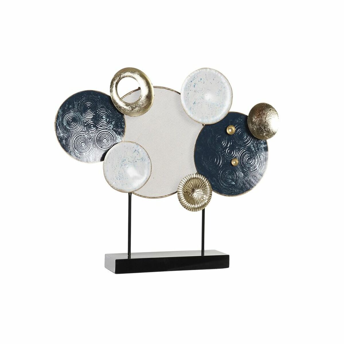 DKD Home Decor - Figura Decorativa DKD Home Decor 62 x 8,3 x 53,3 cm Azul Dourado Branco Círculos