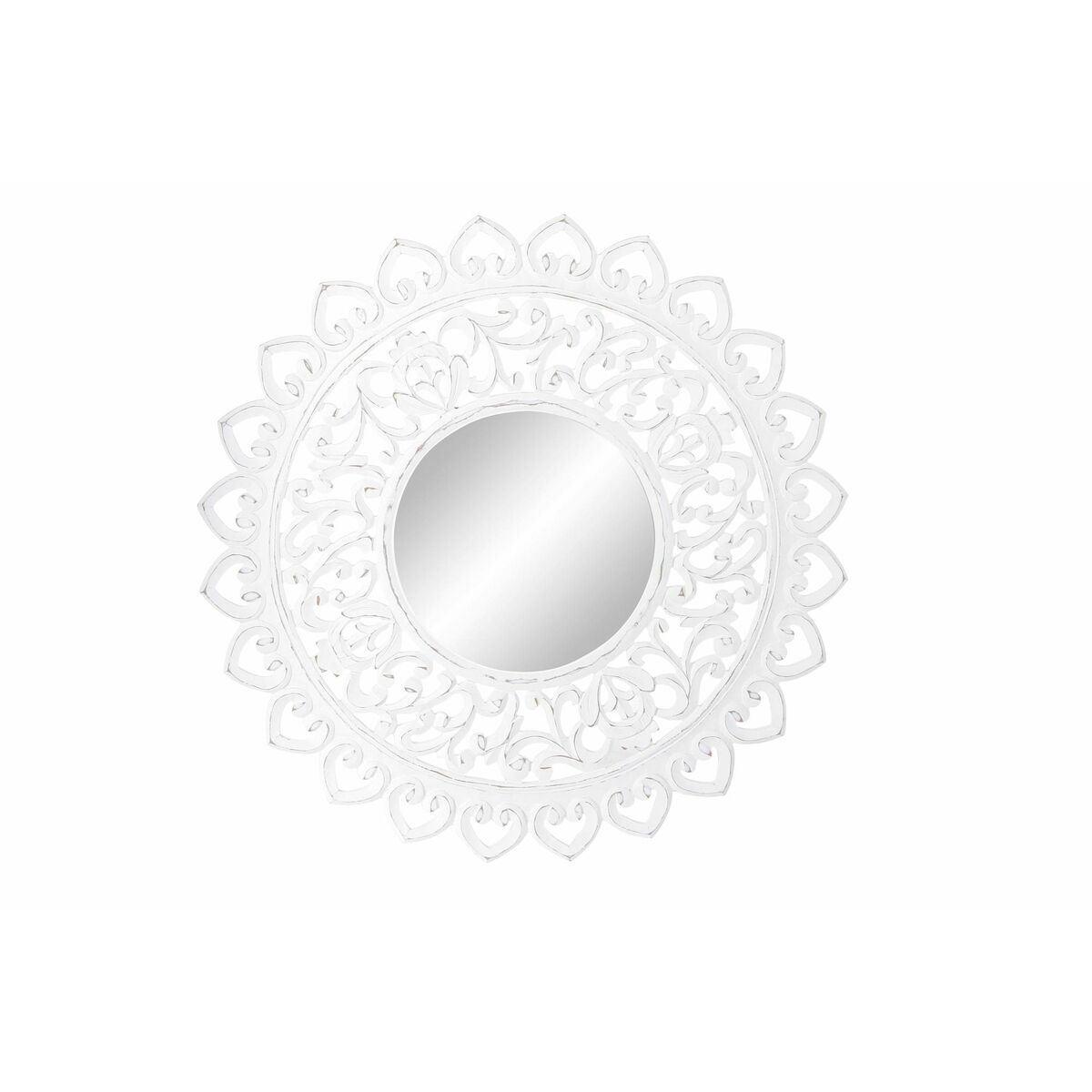 imagem de Espelho de parede DKD Home Decor Cristal Branco Mandala Madeira MDF Decapé (90 x 2,5 x 90 cm)1