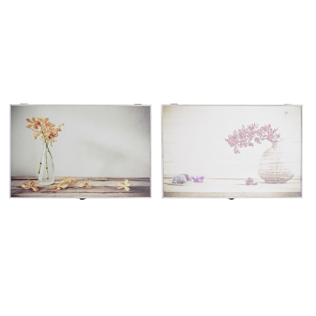 DKD Home Decor - Tampas DKD Home Decor Contador Bloemen Madeira MDF 2 Unidades 46,5 x 6 x 31,5 cm