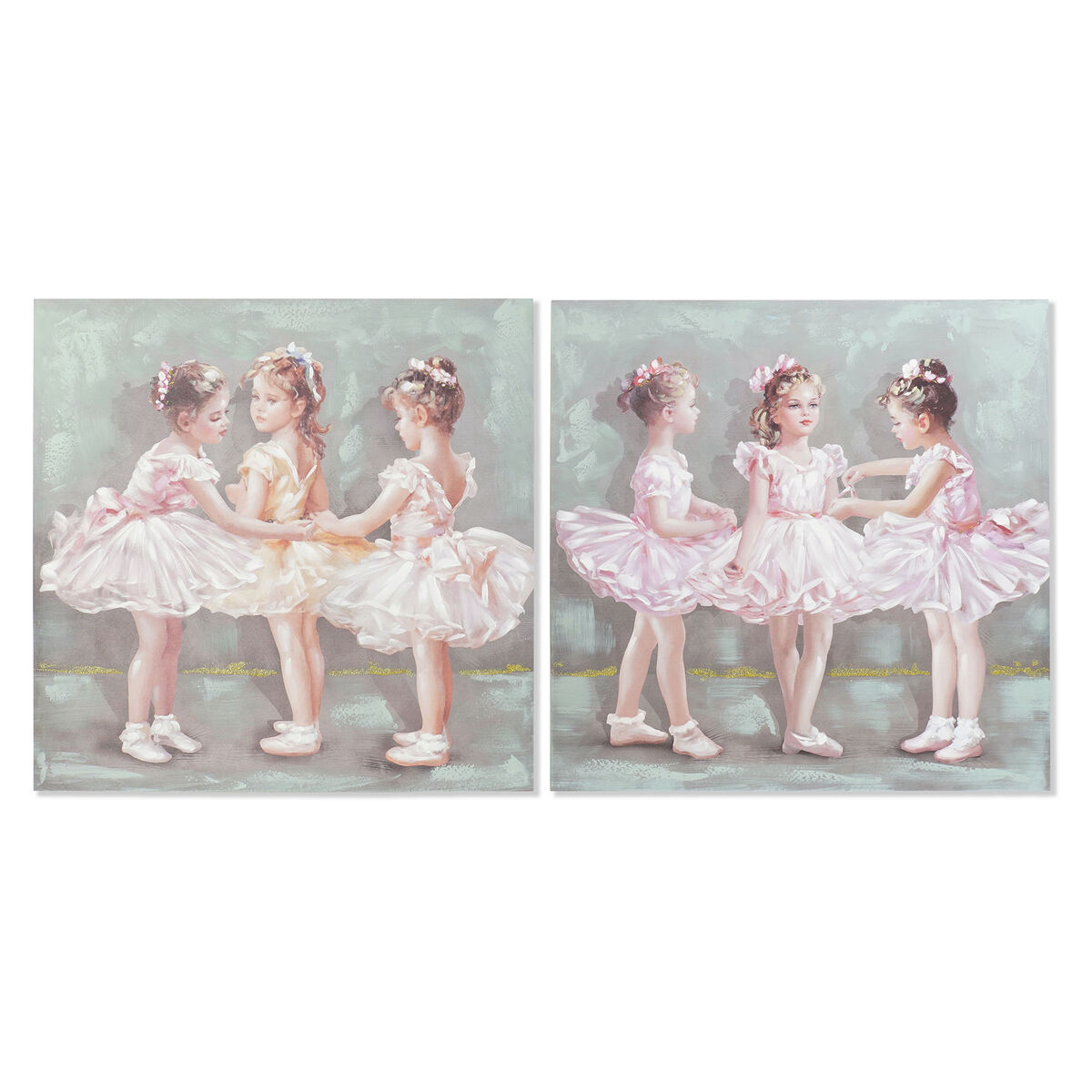 DKD Home Decor - Pintura DKD Home Decor 80 x 3 x 80 cm Bailarina Ballet Tradicional (2 Unidades)