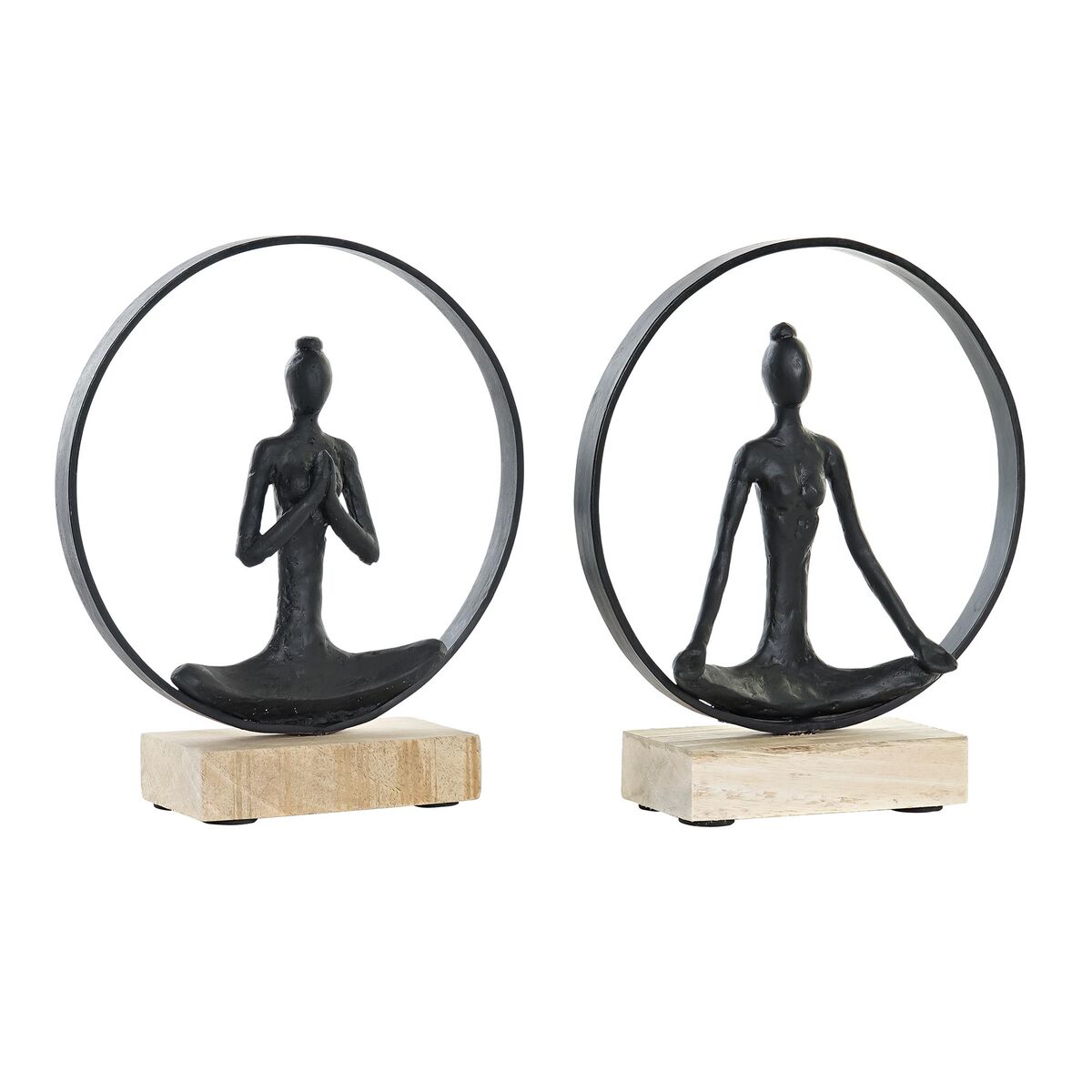 DKD Home Decor - Figura Decorativa DKD Home Decor 23 x 10 x 27 cm Preto Castanho Yoga (2 Unidades)