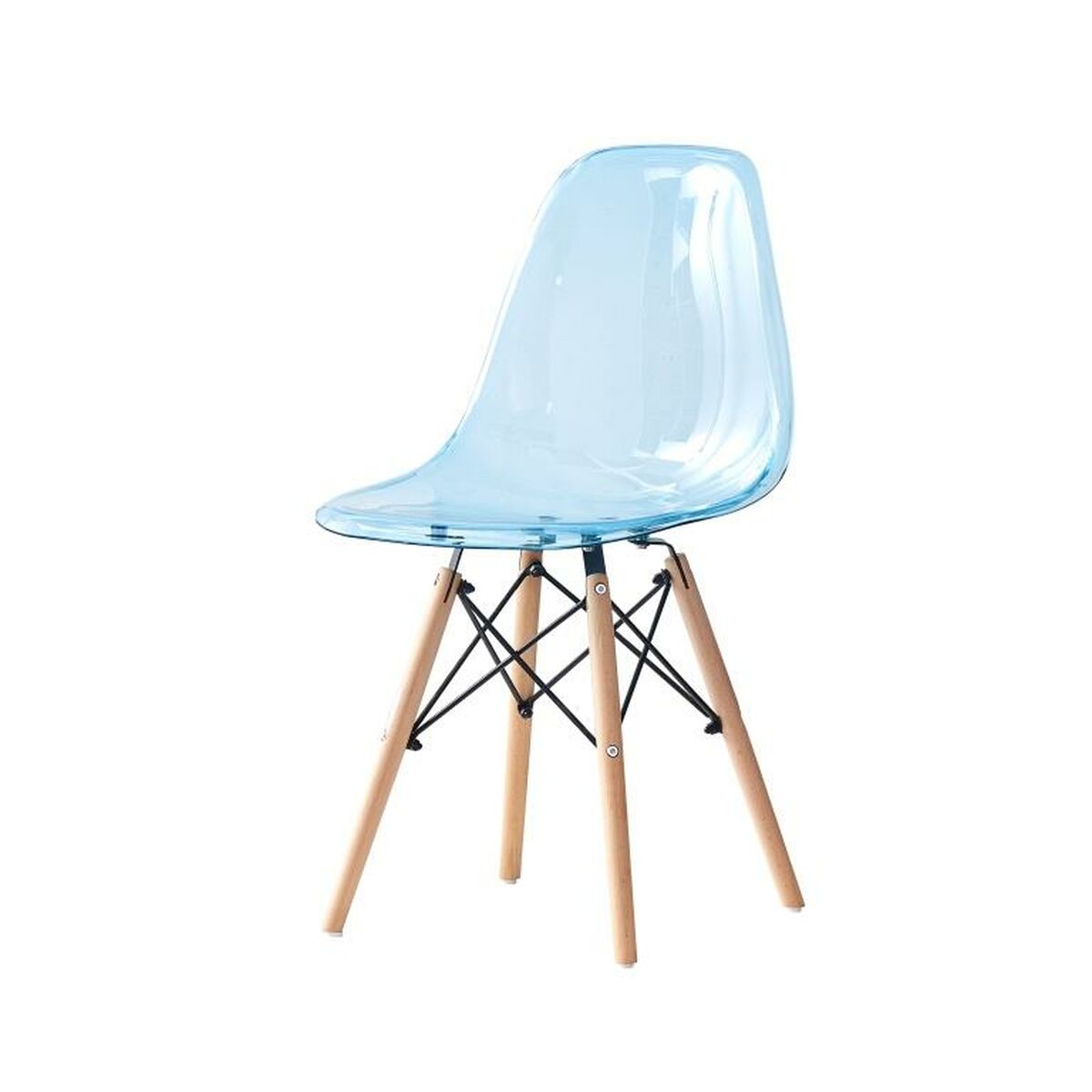 DKD Home Decor - Cadeira de Sala de Jantar DKD Home Decor Natural Azul PVC Bétula (50 x 46 x 83,5 cm)