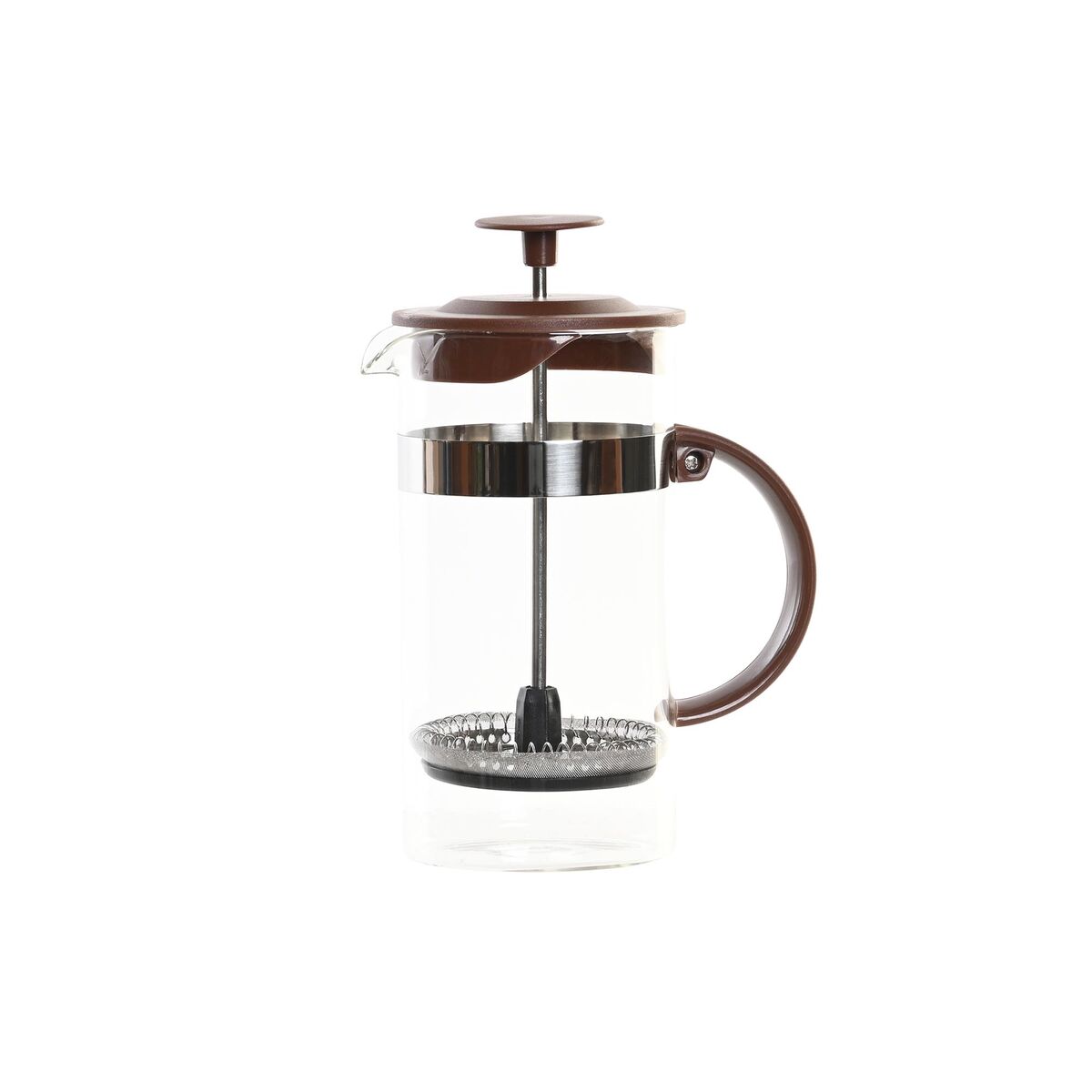 DKD Home Decor - Cafeteira de Êmbolo DKD Home Decor Castanho Transparente Aço inoxidável Vidro de Borosilicato 350 ml 16 x 9 x 18,5 cm