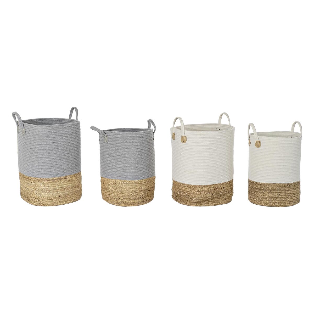 DKD Home Decor - Conjunto de Cestas DKD Home Decor 40 x 40 x 52 cm Fibra natural Boho (2 Unidades)