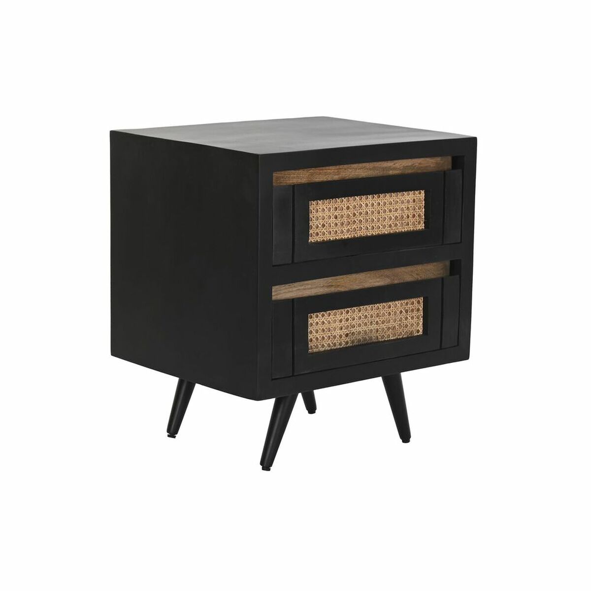 DKD Home Decor - Mesa de Cabeceira DKD Home Decor Madeira de mangueira Preto Natural 50 x 40 x 55 cm