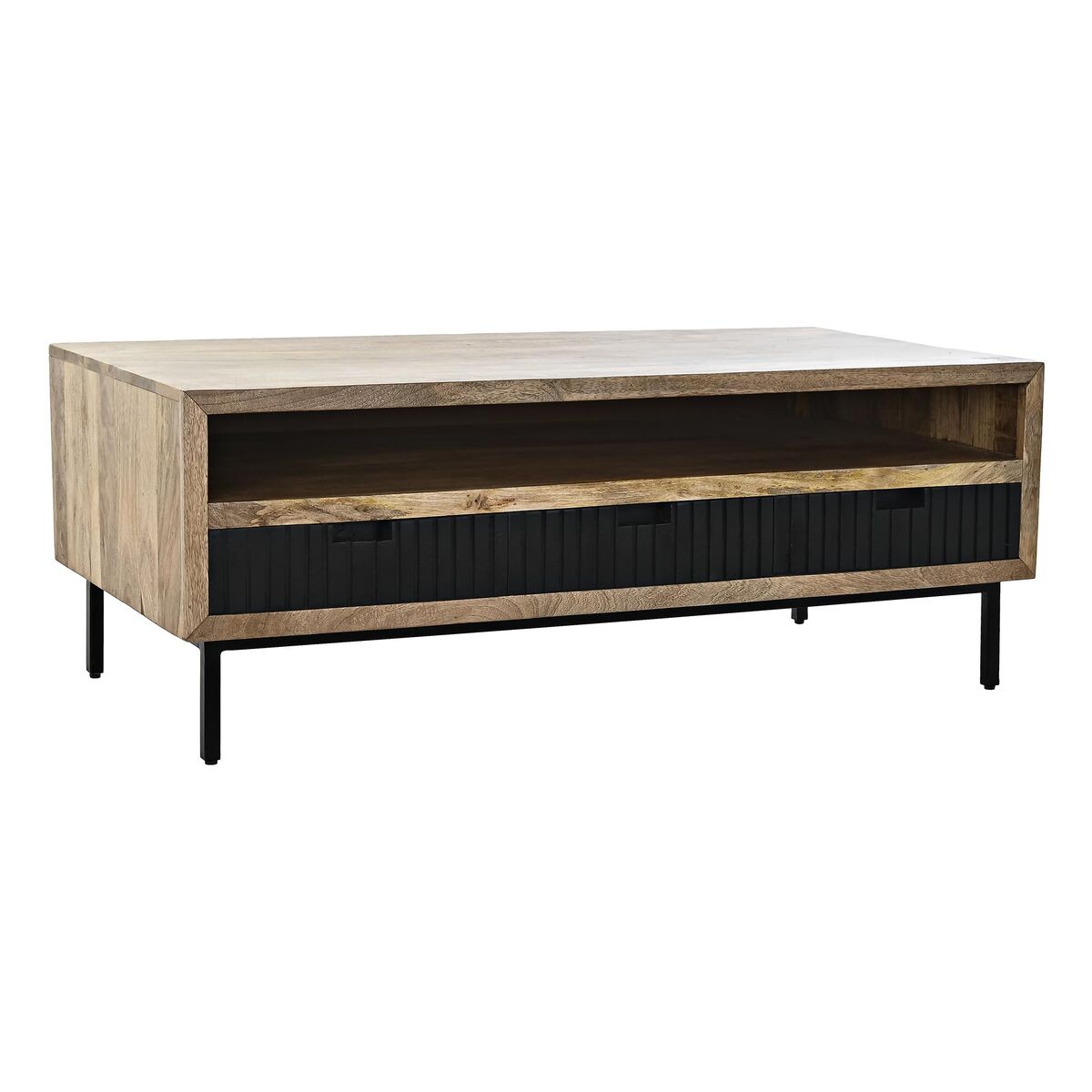 DKD Home Decor - Mesa de Centro DKD Home Decor Preto Marrom claro Metal Madeira de mangueira 120 x 60 x 45 cm