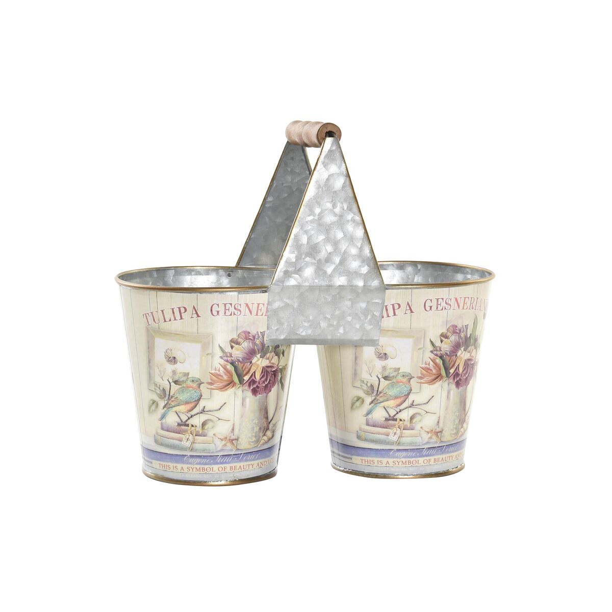 DKD Home Decor - Plantador DKD Home Decor Cor de Rosa Metal Shabby Chic 24 x 12 x 23 cm