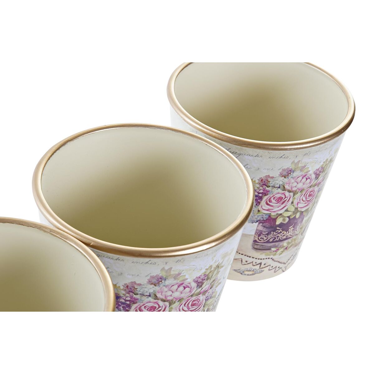 imagem de Conjunto de Vasos DKD Home Decor Bege Cor de Rosa PVC Shabby Chic 38 x 12 x 14 cm (3 Peças)2