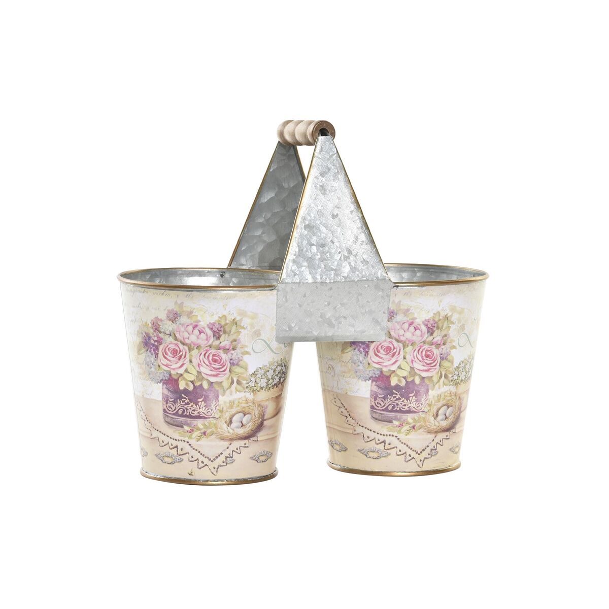 DKD Home Decor - Plantador DKD Home Decor Cor de Rosa Metal Shabby Chic 24 x 12 x 23 cm