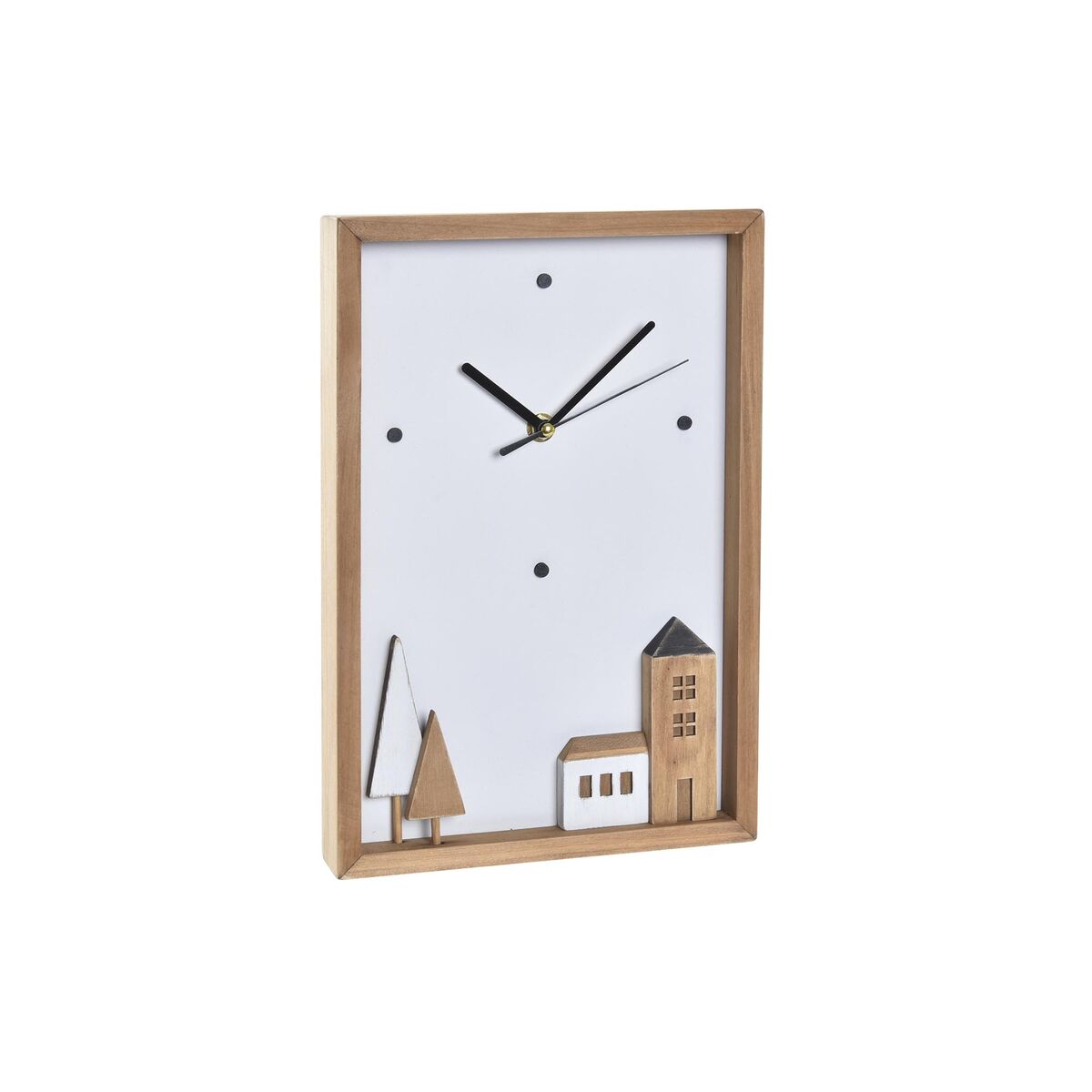 DKD Home Decor - Relógio de Parede DKD Home Decor Branco Castanho Madeira Casas Urbana 20 x 4 x 30 cm