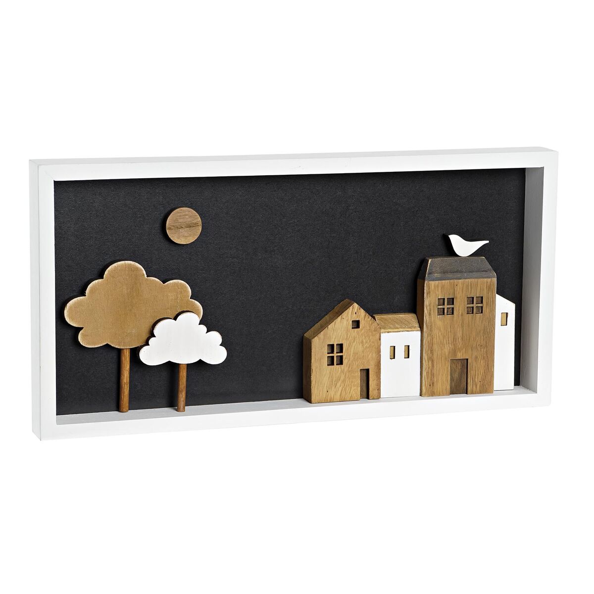 DKD Home Decor - Decoração de Parede DKD Home Decor Branco Castanho Casas Urbana 40 x 3,5 x 20 cm