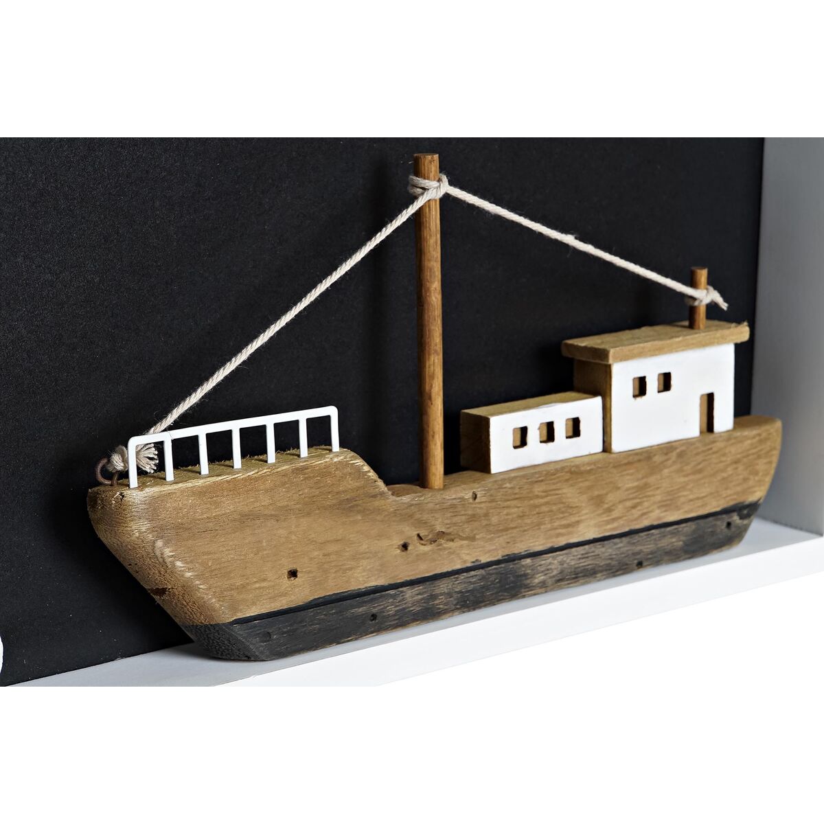 imagem de Figura Decorativa DKD Home Decor Branco Castanho Barco 40 x 3,5 x 20 cm3