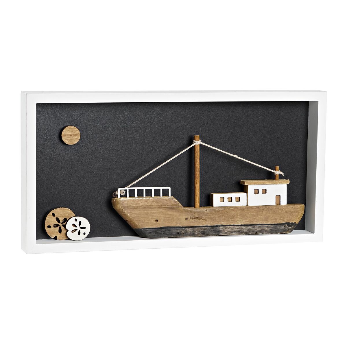 DKD Home Decor - Figura Decorativa DKD Home Decor Branco Castanho Barco 40 x 3,5 x 20 cm