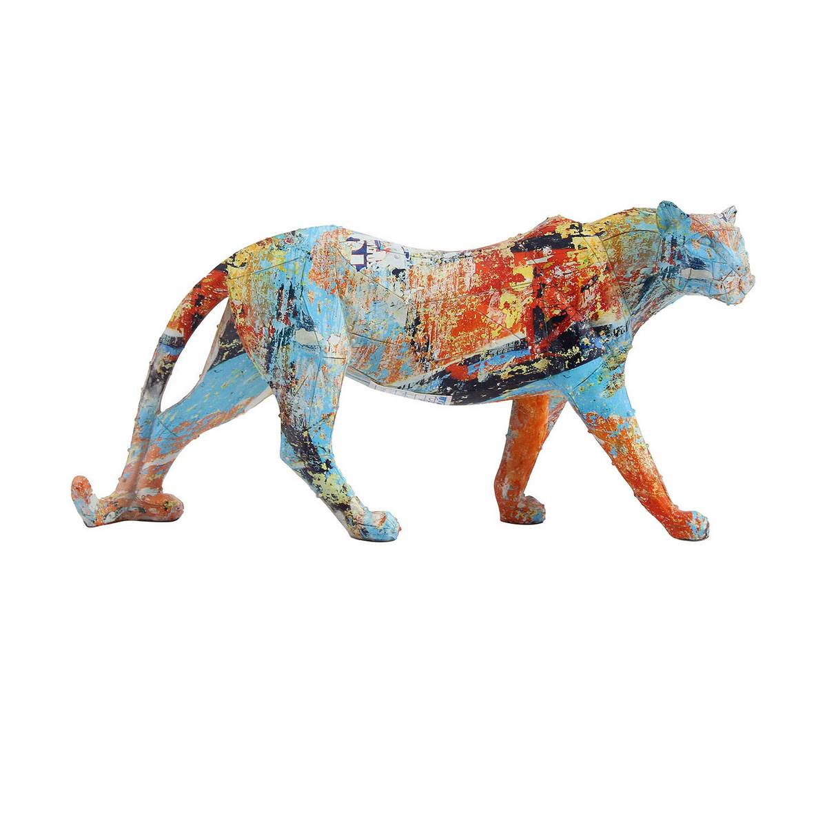 DKD Home Decor - Figura Decorativa DKD Home Decor 29,5 x 8,5 x 15 cm Leopardo Multicolor Moderno