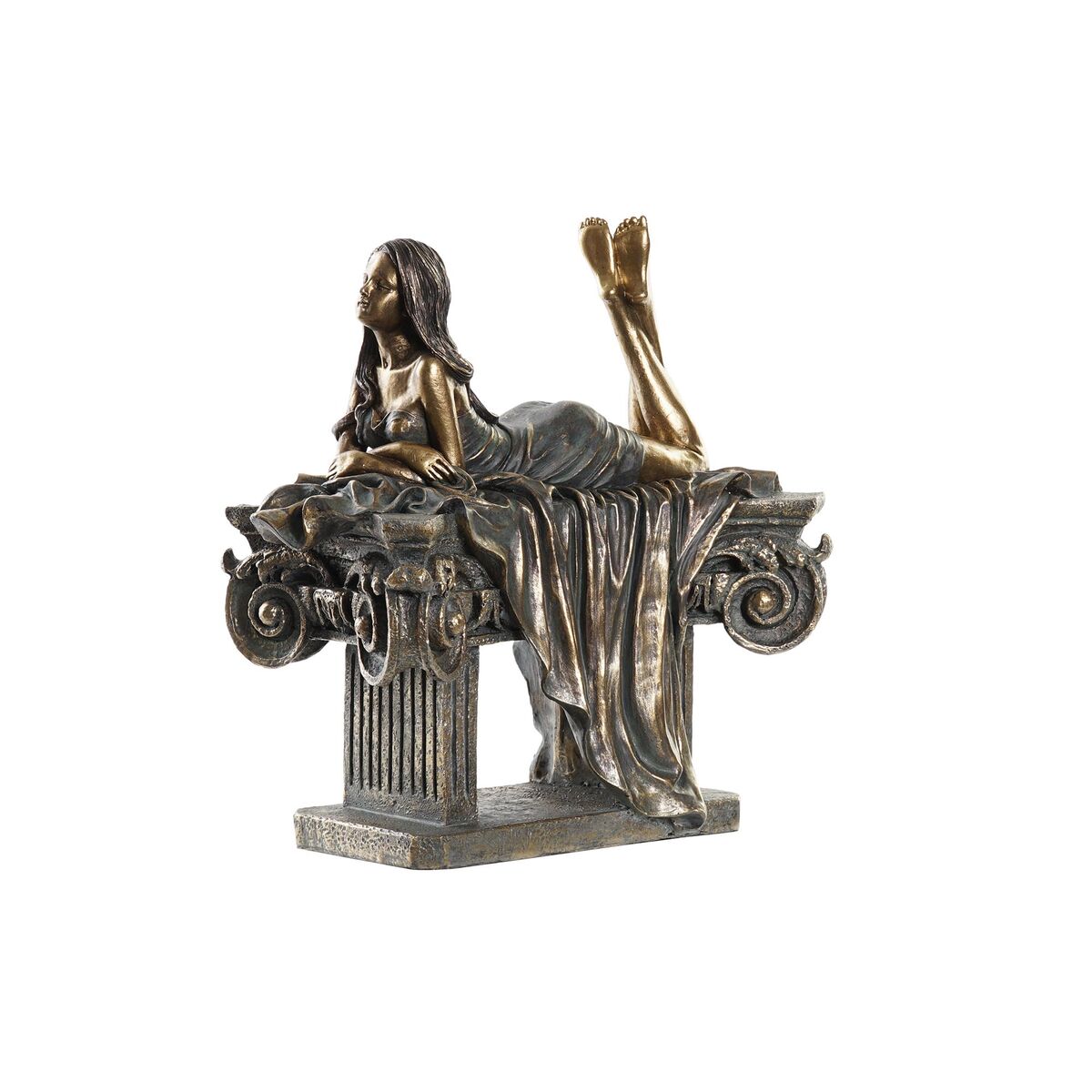 DKD Home Decor - Figura Decorativa DKD Home Decor Mulher Cobre Resina (30,5 x 15,5 x 28,5 cm)