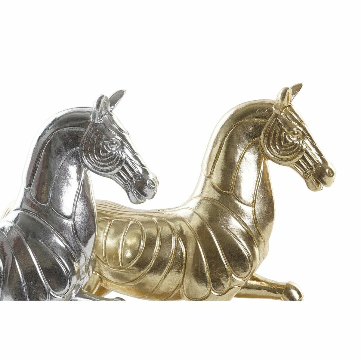 imagem de Figura Decorativa DKD Home Decor 34 x 9,5 x 33,5 cm Cavalo Prateado Dourado (2 Unidades)2