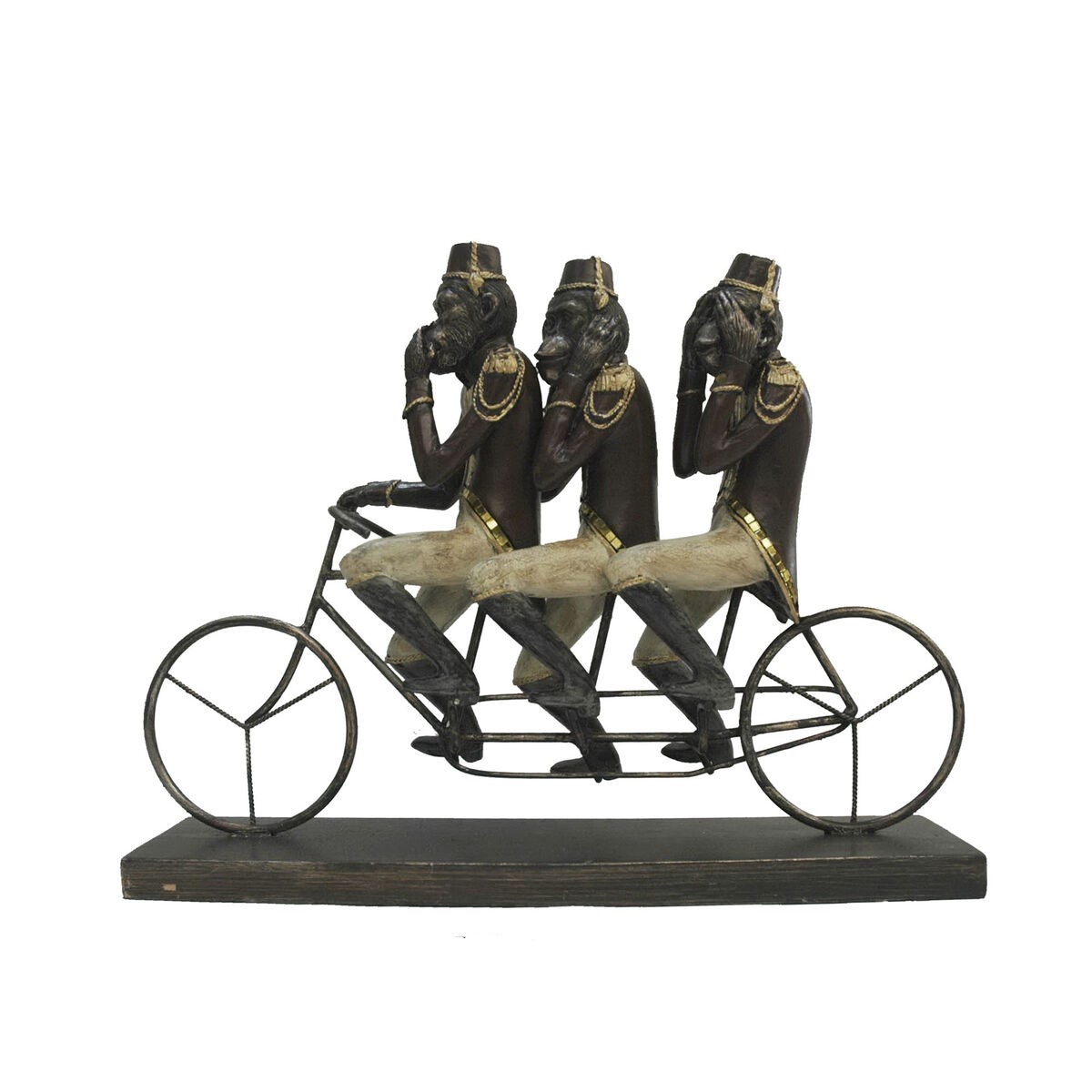 DKD Home Decor - Figura Decorativa DKD Home Decor Macaco Triciclo Preto Dourado Metal Resina Colonial (40 x 9 x 31 cm)