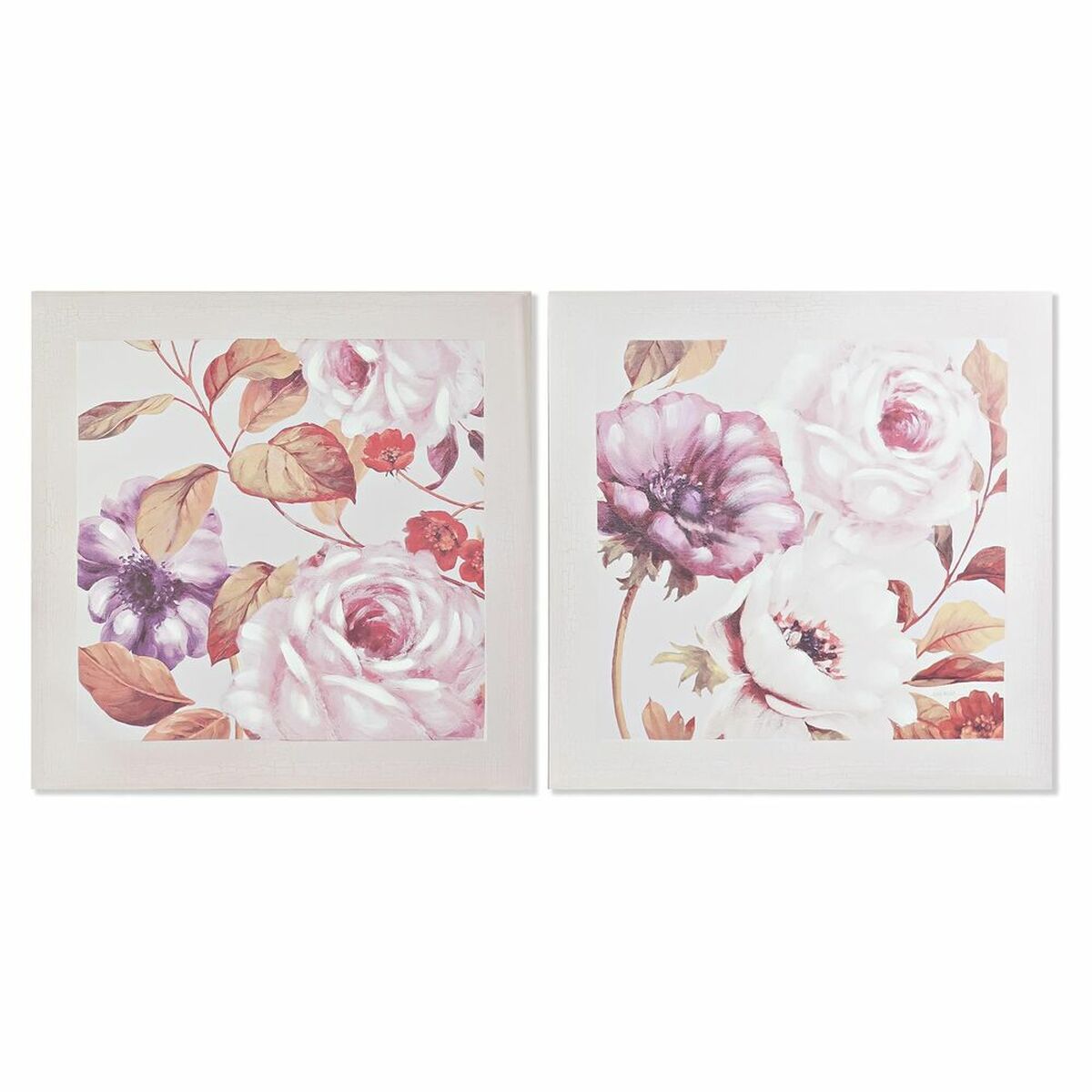 DKD Home Decor - Pintura DKD Home Decor Rosas Romântico 70 x 3 x 70 cm (2 Unidades)