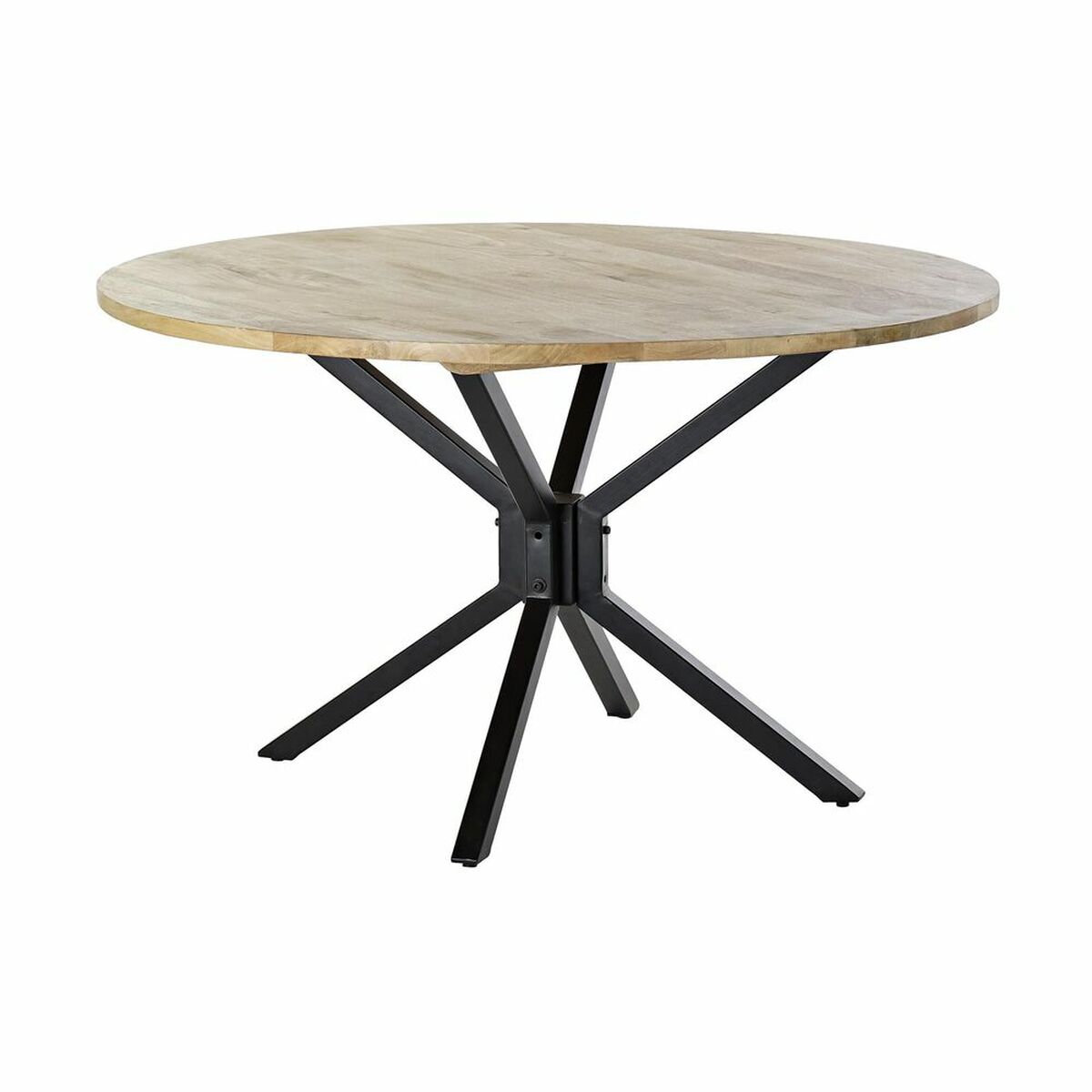 imagem de Mesa de Jantar DKD Home Decor 127 x 127 x 75 cm Natural Preto Metal Alumínio Madeira de mangueira1