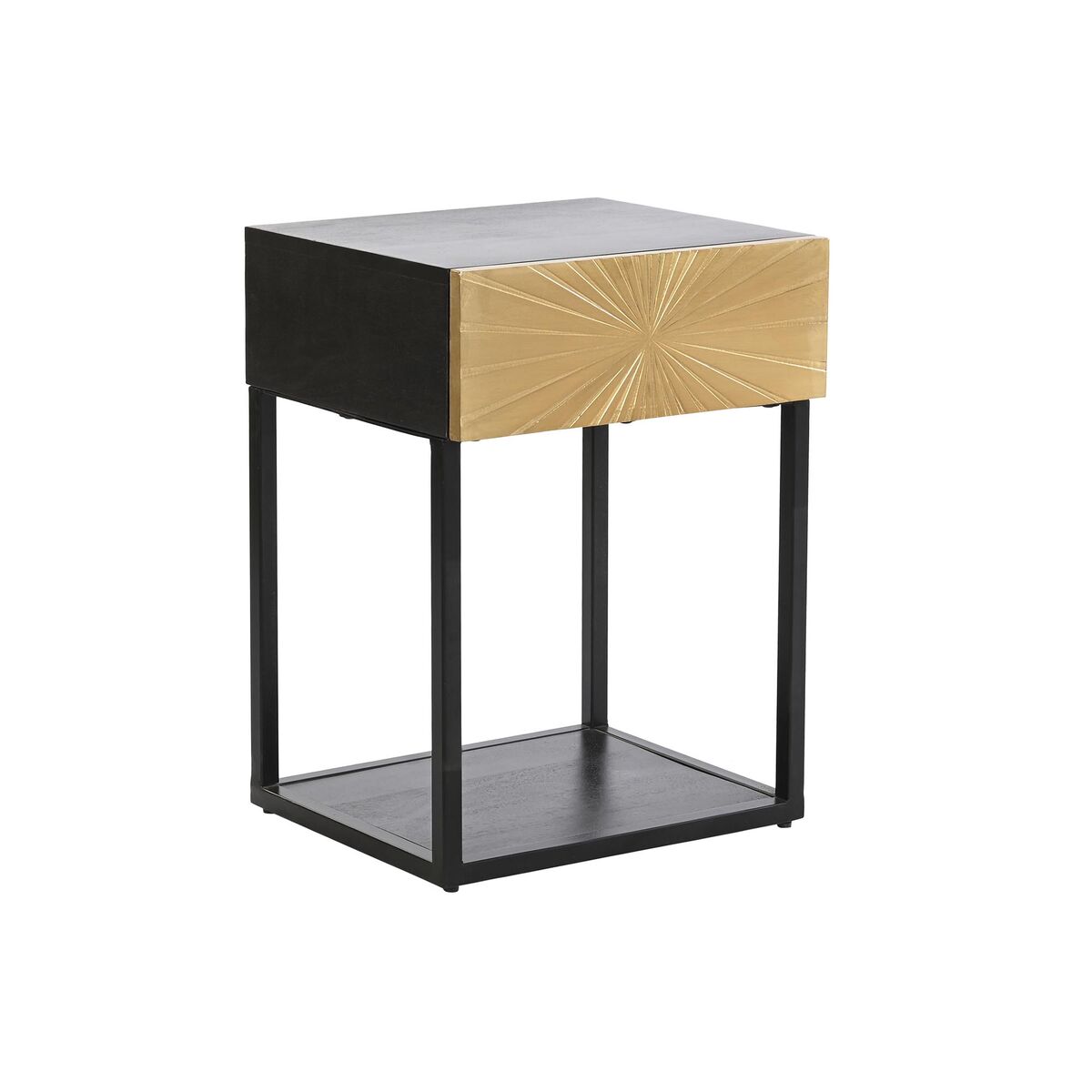 DKD Home Decor - Mesa de Cabeceira DKD Home Decor Dourado 35 x 40 x 55 cm Preto Metal Madeira