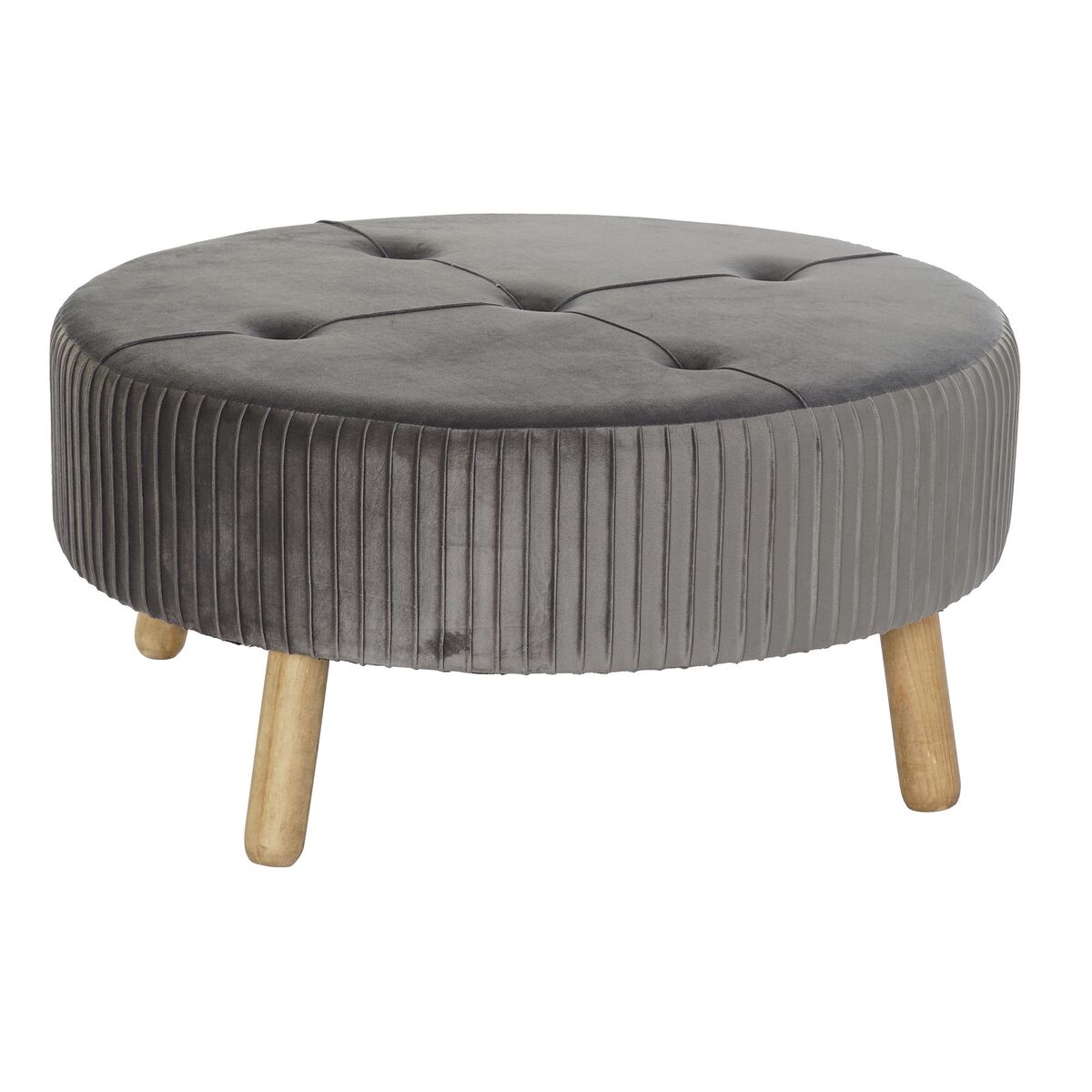 DKD Home Decor - Repousa pés DKD Home Decor 80 x 80 x 38 cm Scandi Cinzento Madeira Veludo Cinzento escuro Velvet