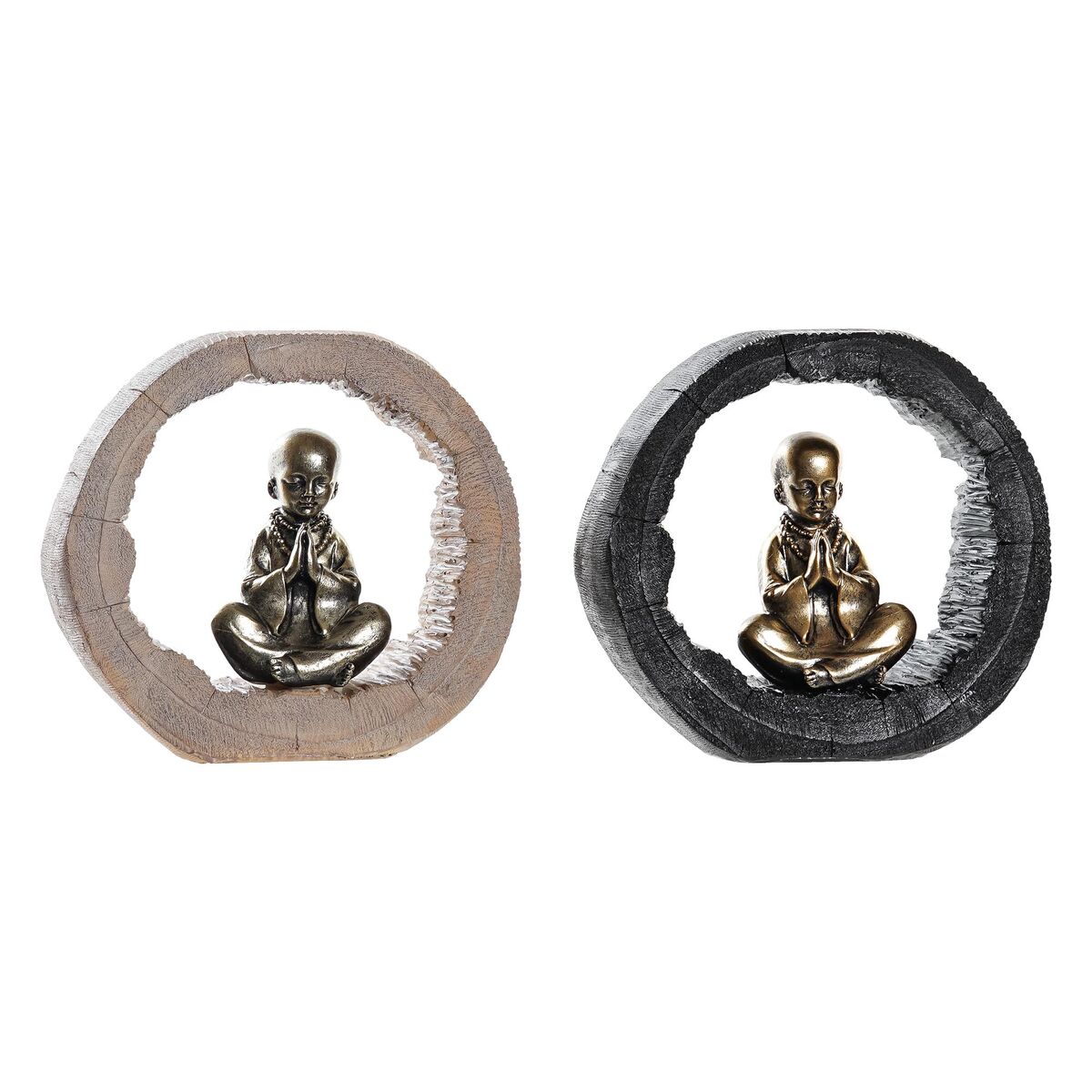 DKD Home Decor - Figura Decorativa DKD Home Decor Preto Dourado Monge Oriental 20,8 x 6,5 x 18,5 cm (2 Unidades)