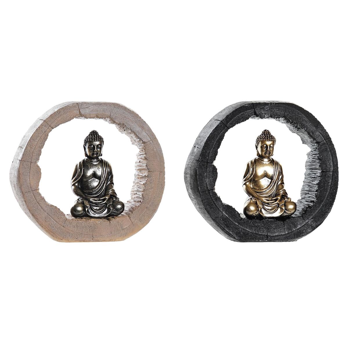 DKD Home Decor - Figura Decorativa DKD Home Decor Preto Dourado Buda Oriental 20,8 x 6 x 18,5 cm (2 Unidades)